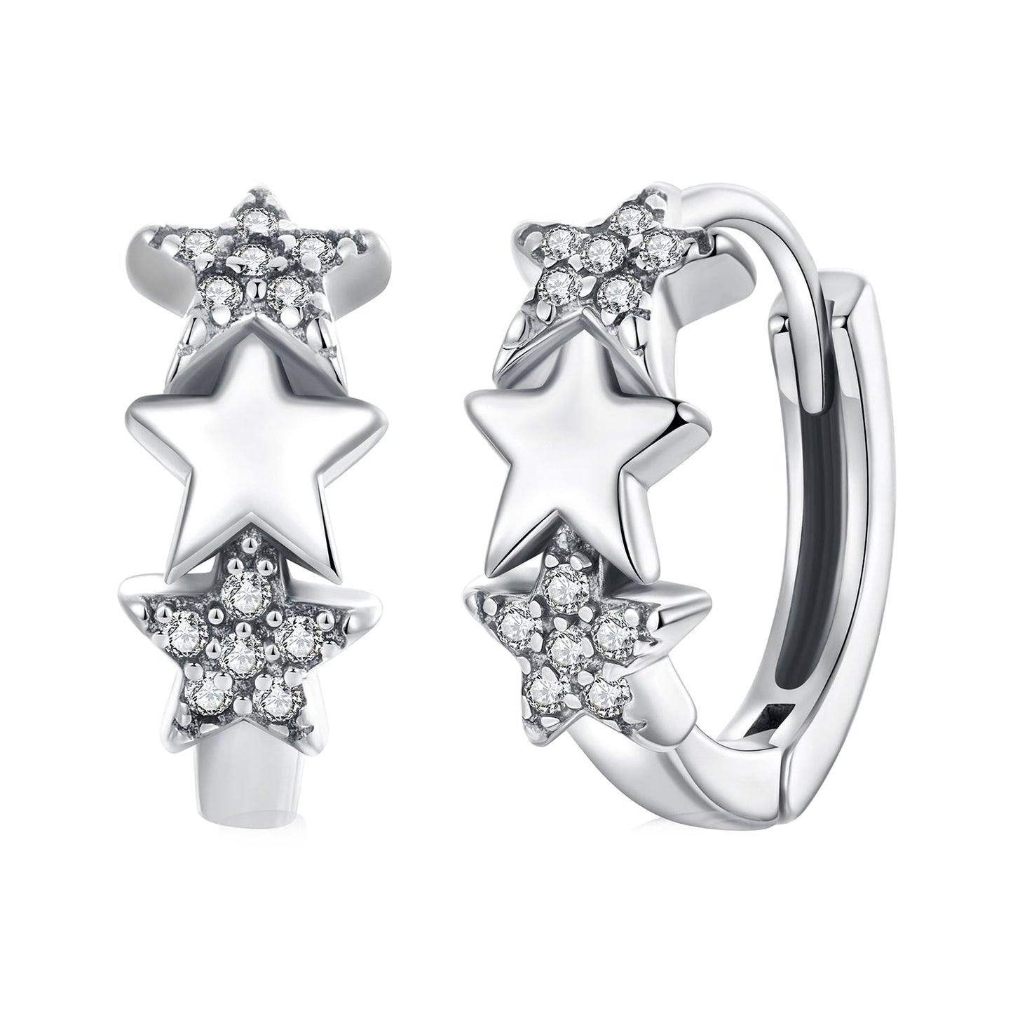 925 Sterling Silver Earrings with Pavé Setting CZ in Oxidized Silver
