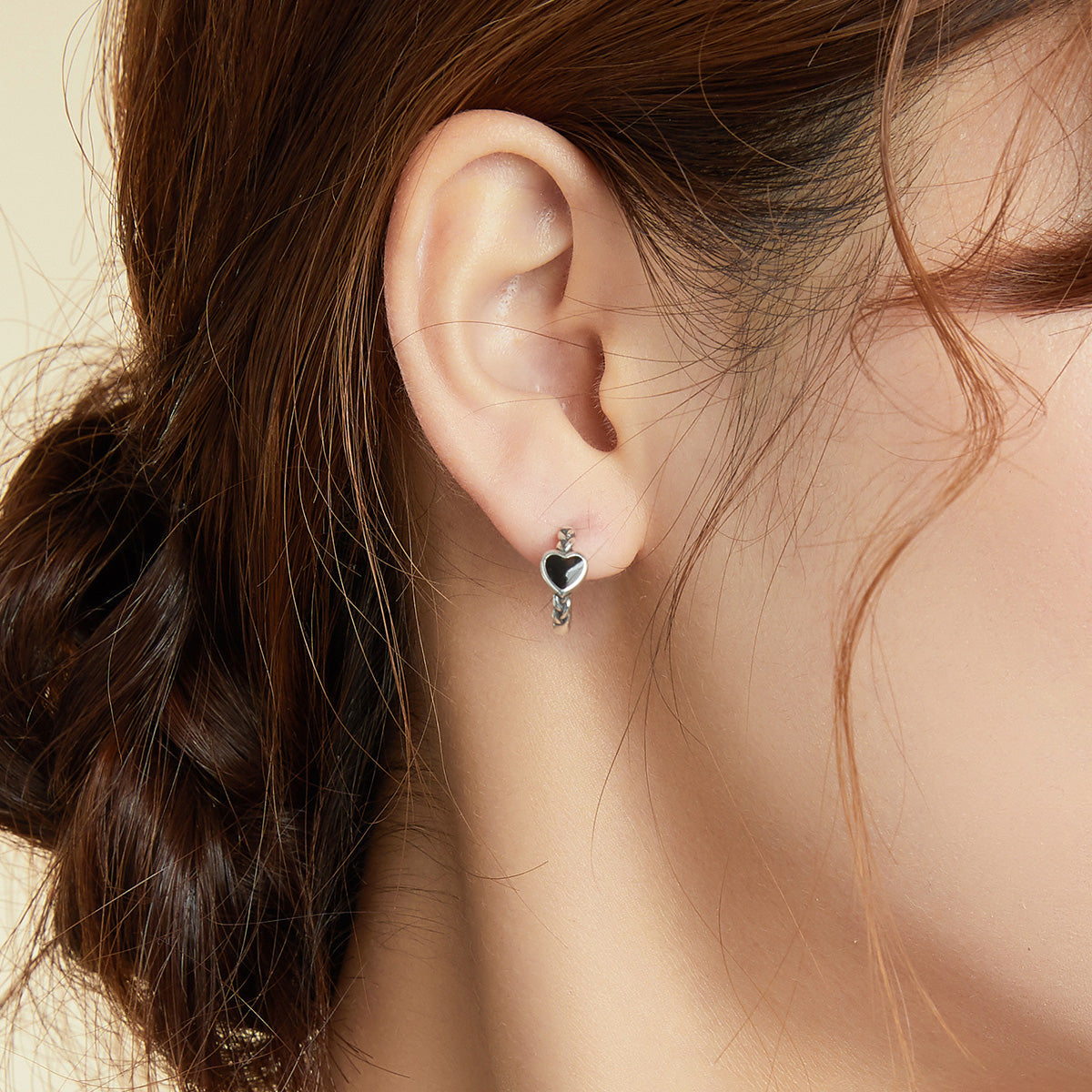 925 Sterling Silver Oxidized Enamel Earrings for Women - 1.2*0.5 cm