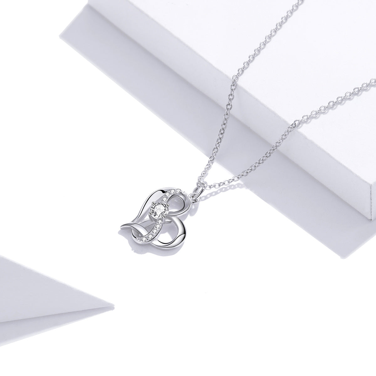 925 Sterling Silver Adjustable CZ Pendant Necklace