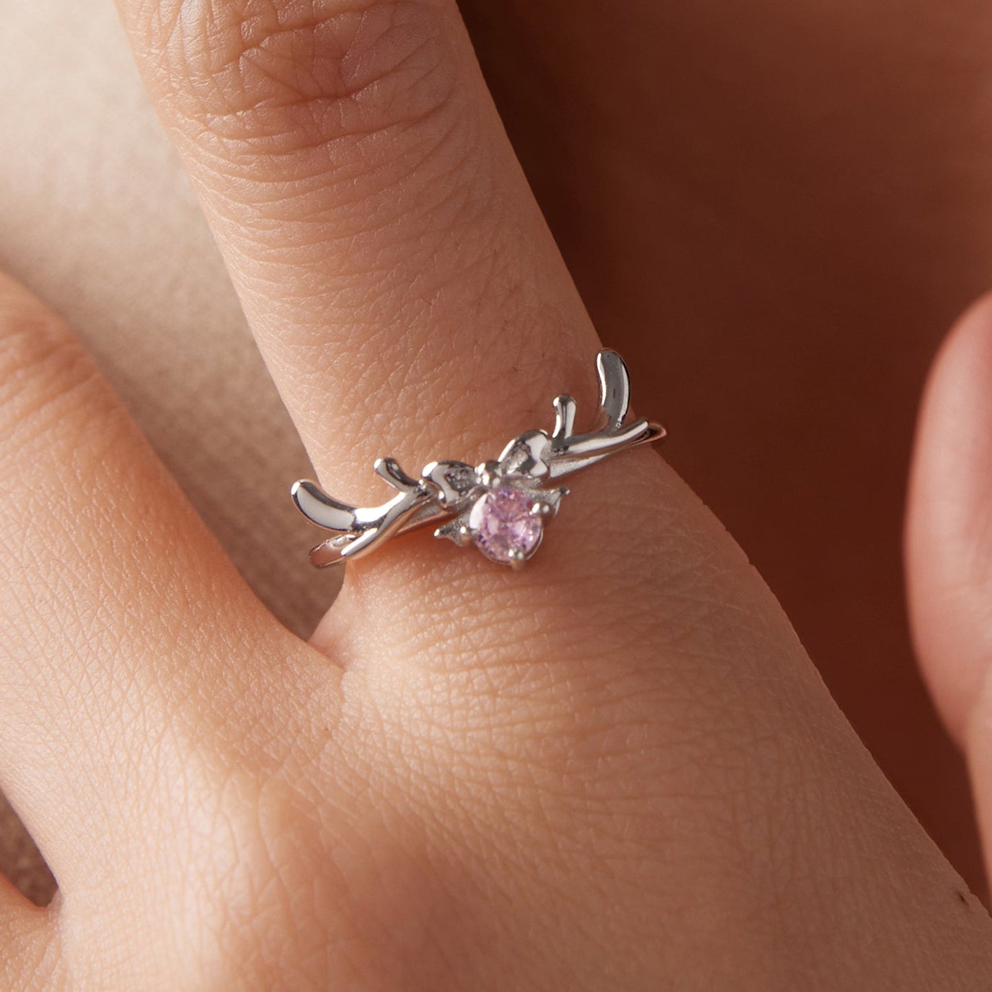 925 Sterling Silver White Gold Plated Bow-Knot Ring with CZ for Women