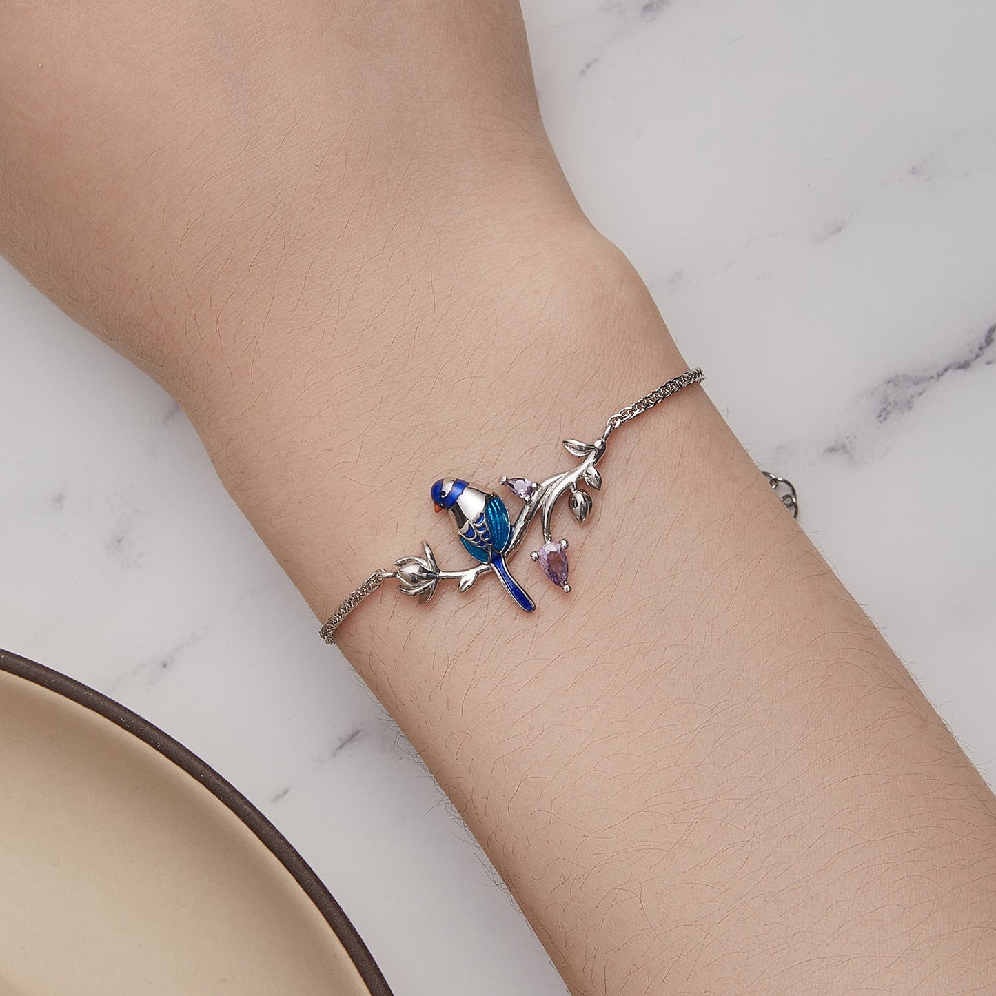 925 Sterling Silver Enamel Bracelet with Pavé Setting CZ