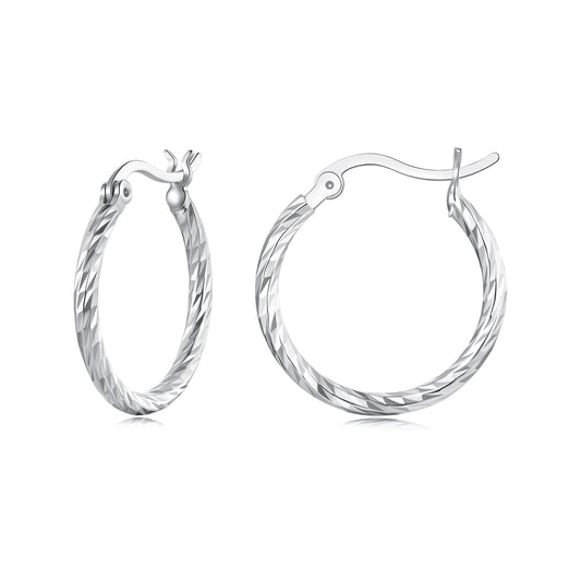 925 Sterling Silver Earrings with White Gold Plating