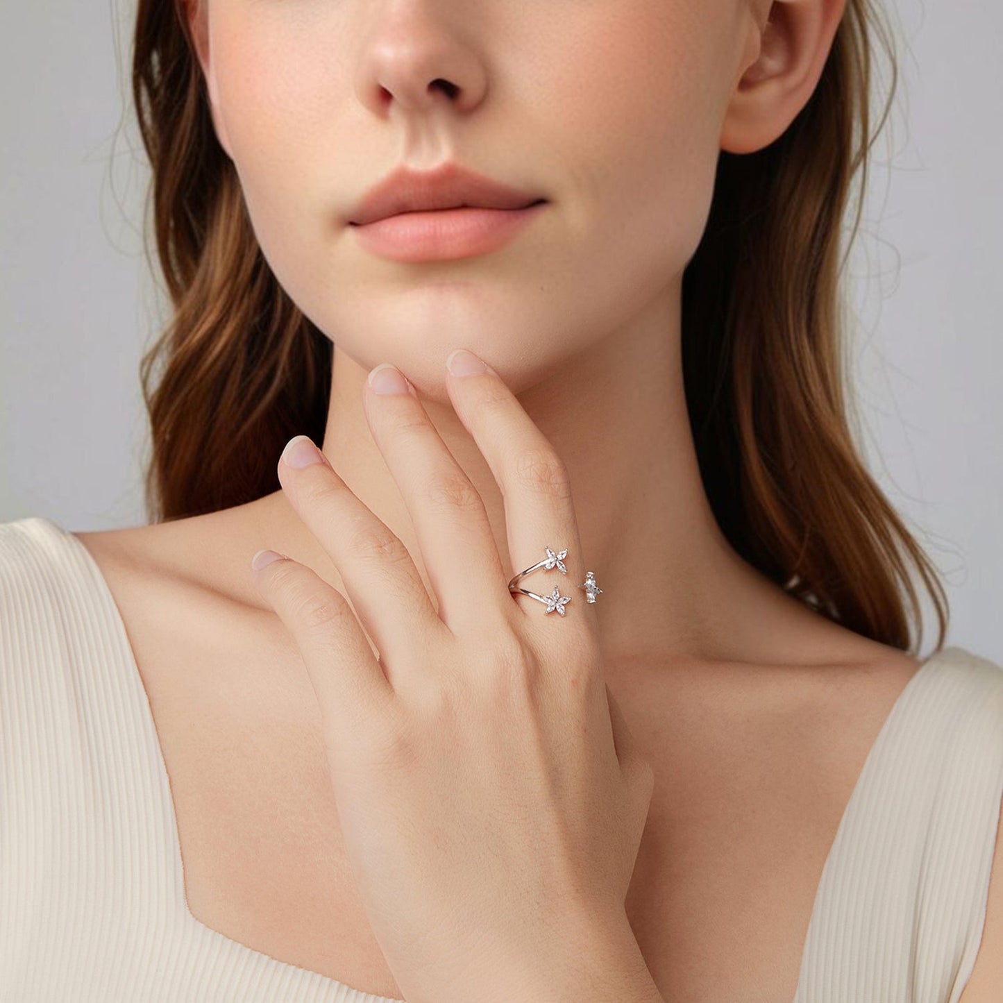 925 Sterling Silver Pavé Setting CZ White Gold Ring for Women
