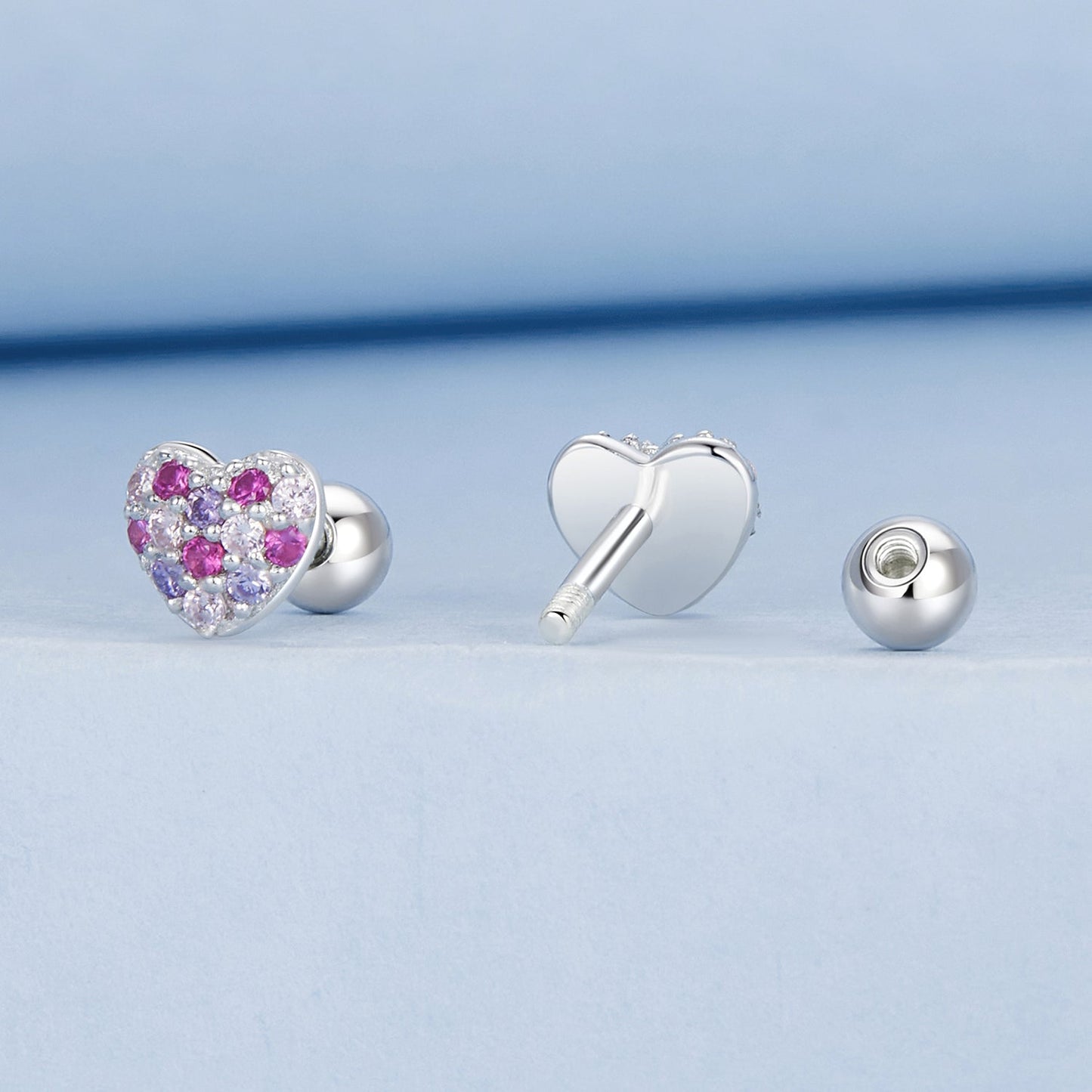 925 Sterling Silver Earrings with Pavé Setting CZ in White Gold for Women