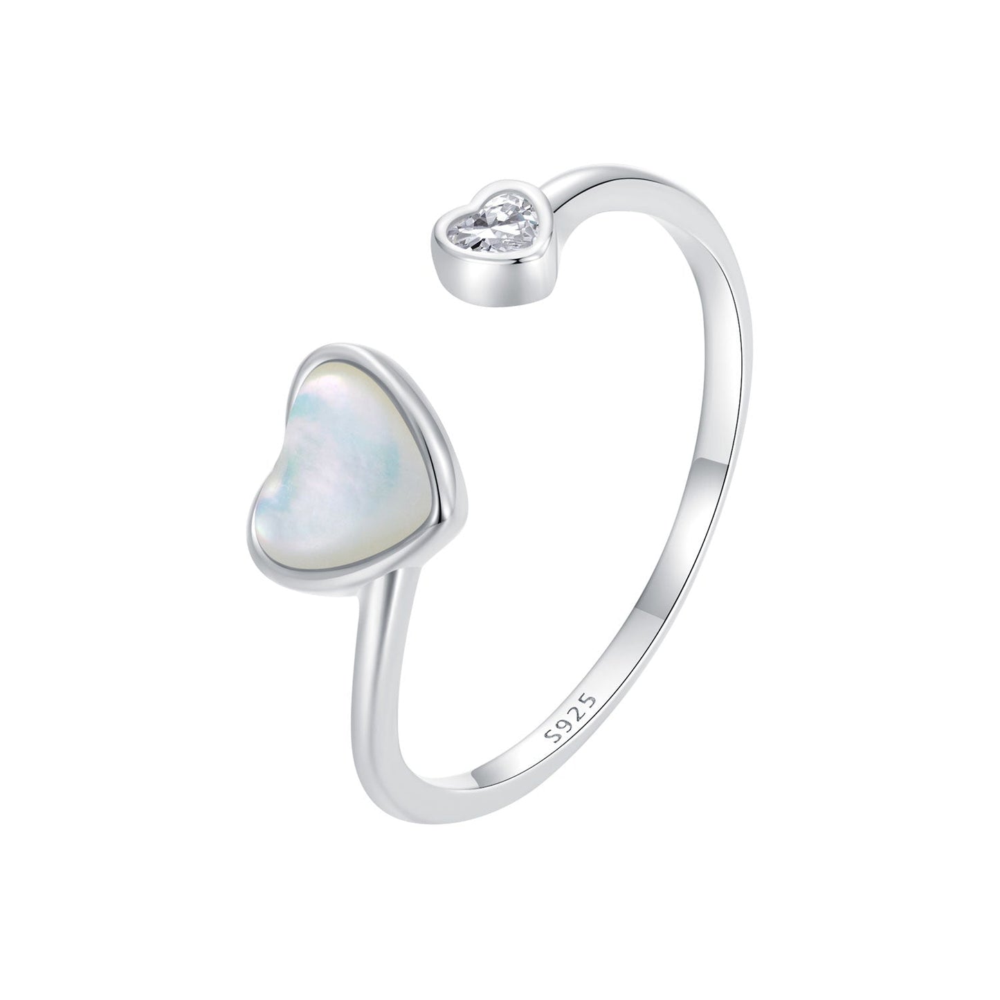 925 Sterling Silver Ring with Pavé Setting and White Shell