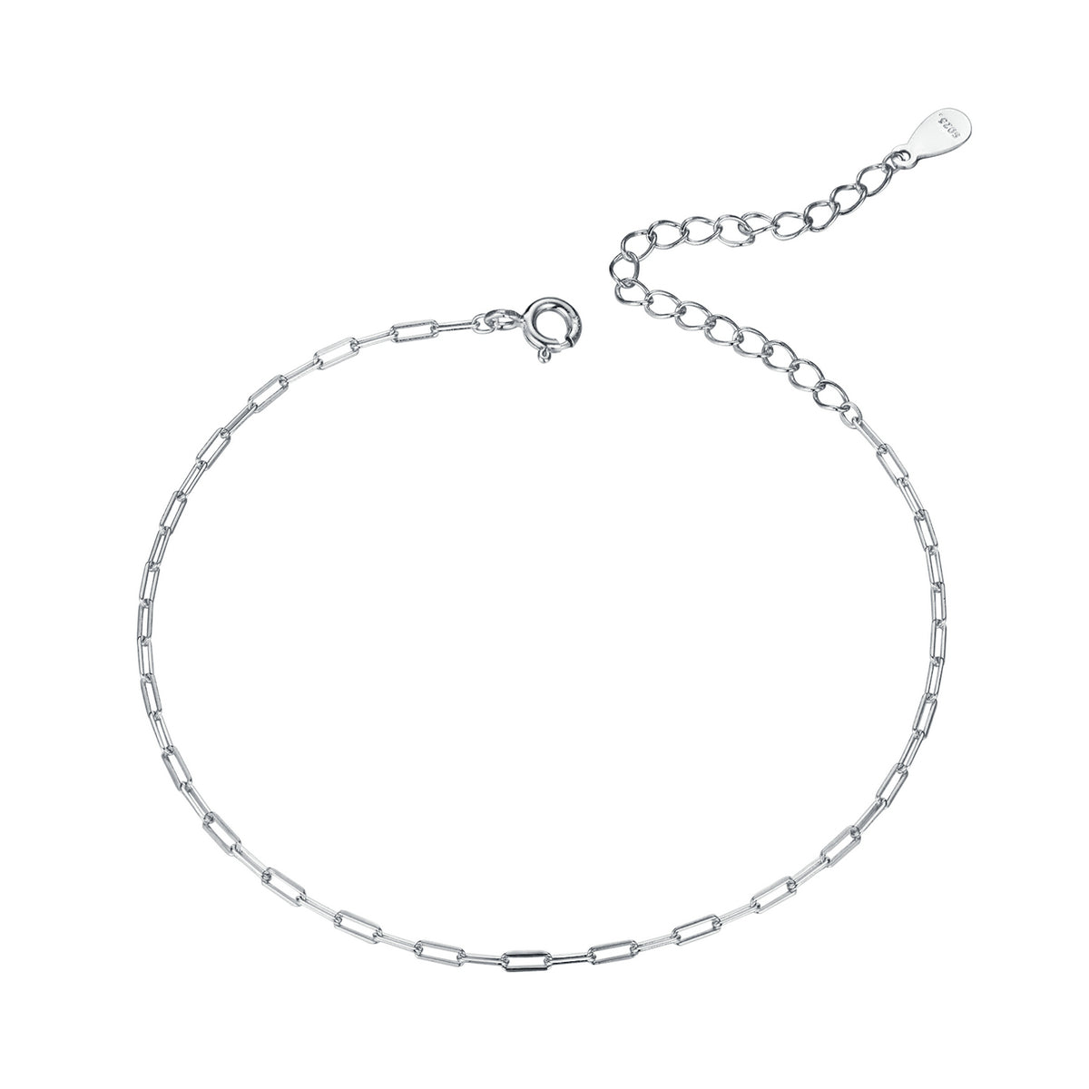 925 Sterling Silver & Plated Platinum Bracelet - 17+5cm Length