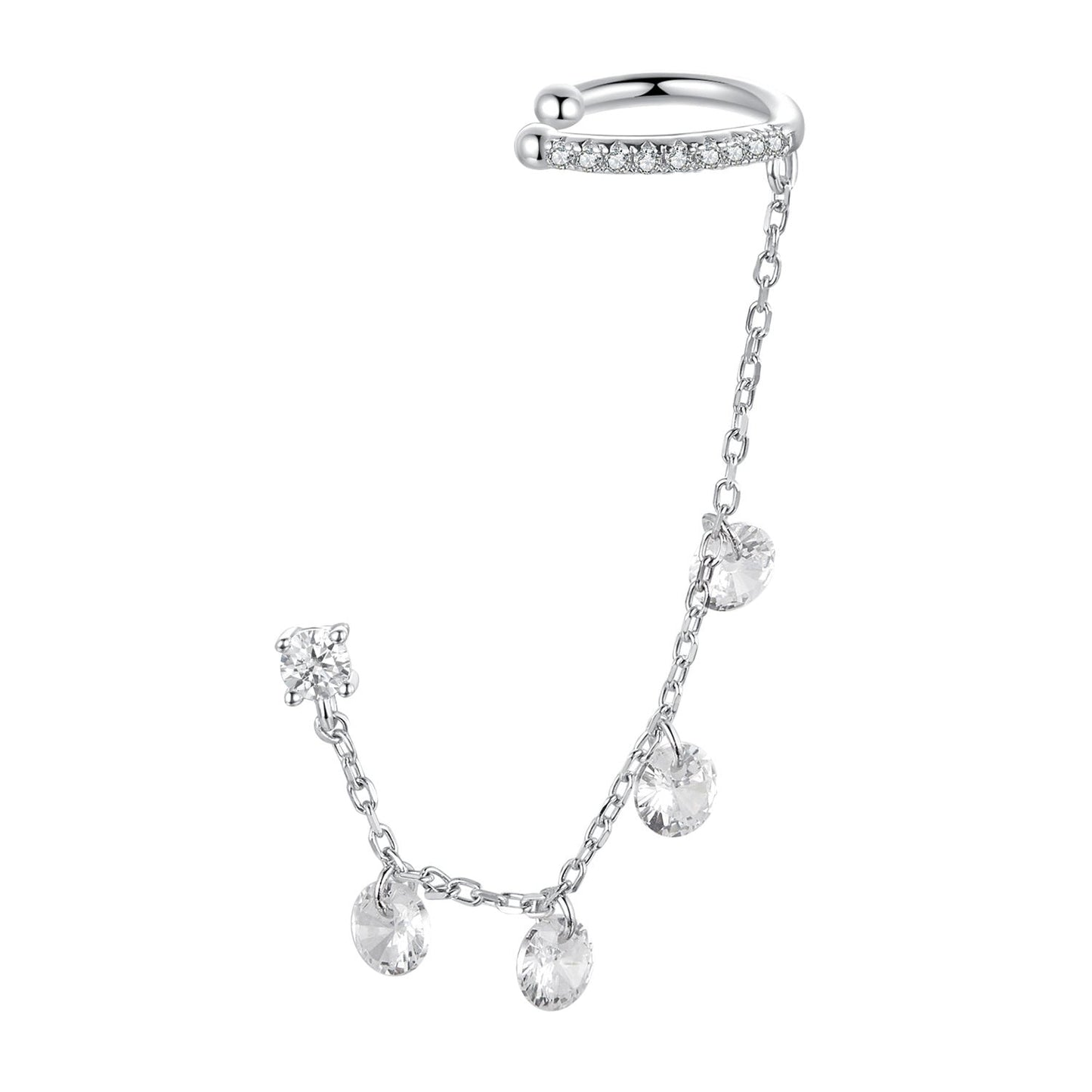 925 Sterling Silver Earrings with Pave Setting CZ - White Gold Plated for Women