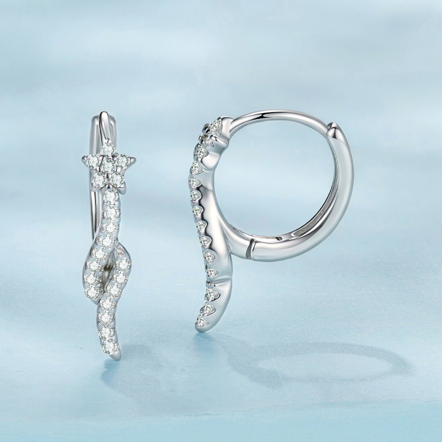 925 Sterling Silver Plated White Gold Earrings with CZ for Women
