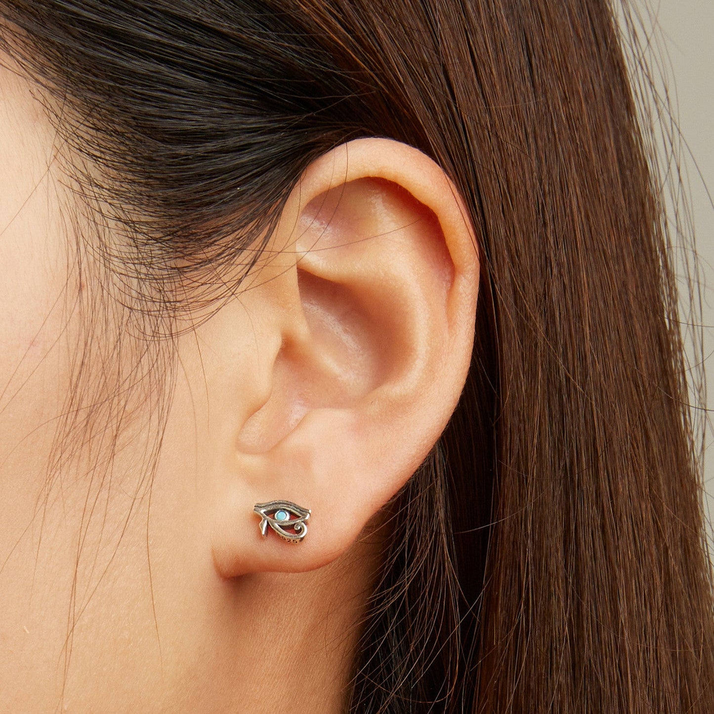 925 Sterling Silver Turquoise Earrings, 0.6*0.9cm, Oxidized Silver Finish for Women