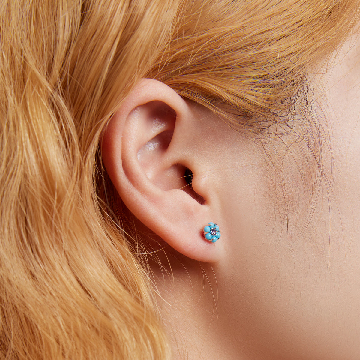 925 Sterling Silver Turquoise Pavé Setting CZ Earrings for Women