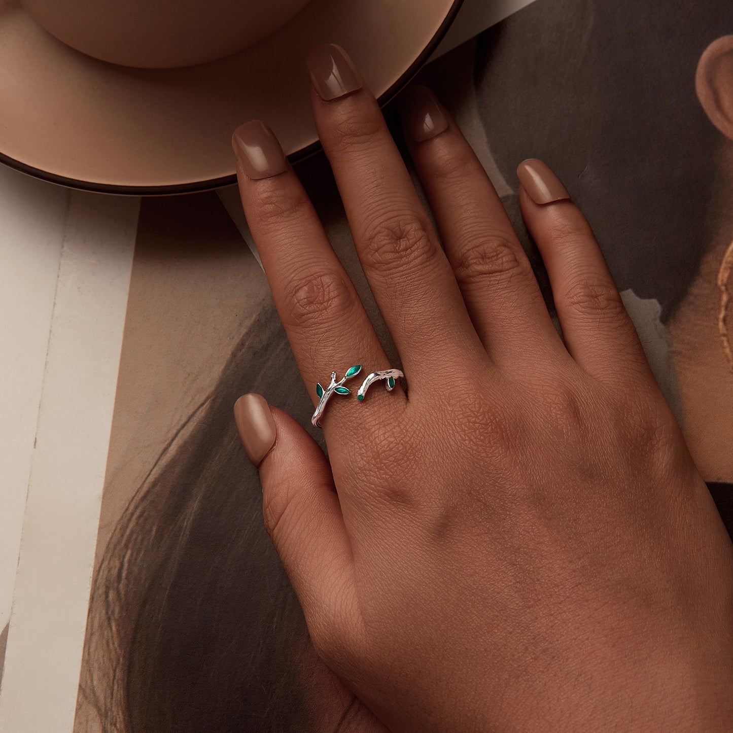925 Sterling Silver Enamel Waves Ring for Women