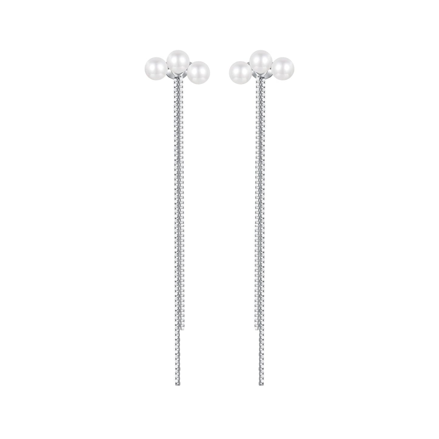 925 Sterling Silver White Gold Plated Shell Pearl Earrings