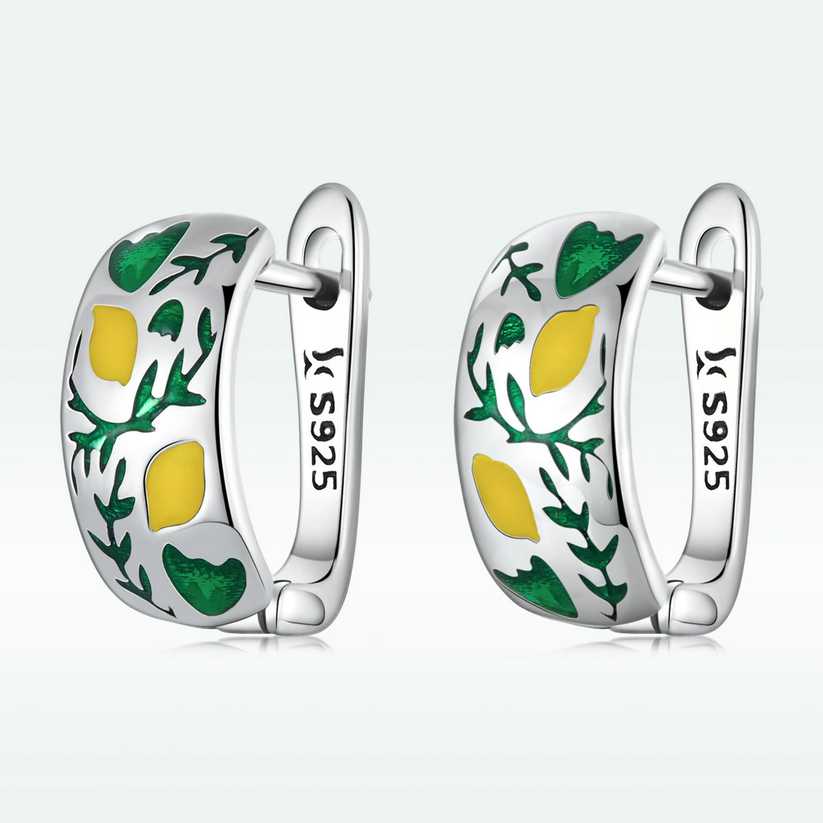 925 Sterling Silver Earrings for Women - Enamel Process - Oxidized Silver - 1.4x0.6 cm