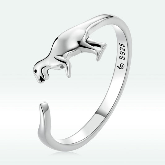 S925 Oxidized Silver Dinosaur Ring for Women