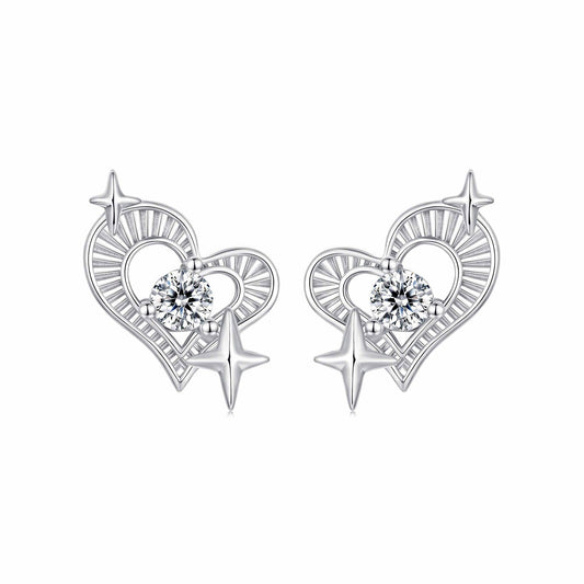 925 Sterling Silver Earrings with Pavé Setting CZ in White Gold