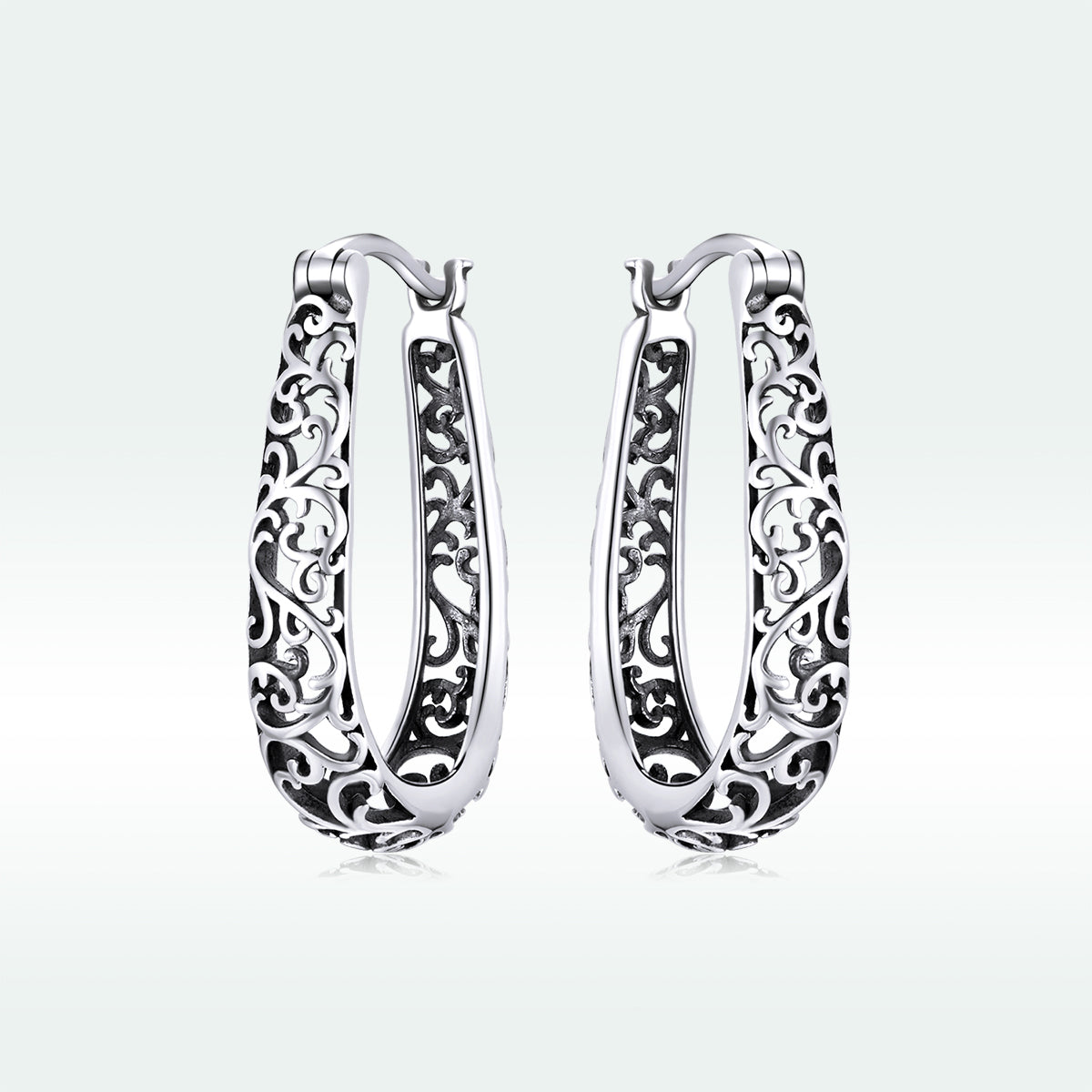 925 Sterling Silver Earrings 2.3*0.4cm Oxidized Silver for Women