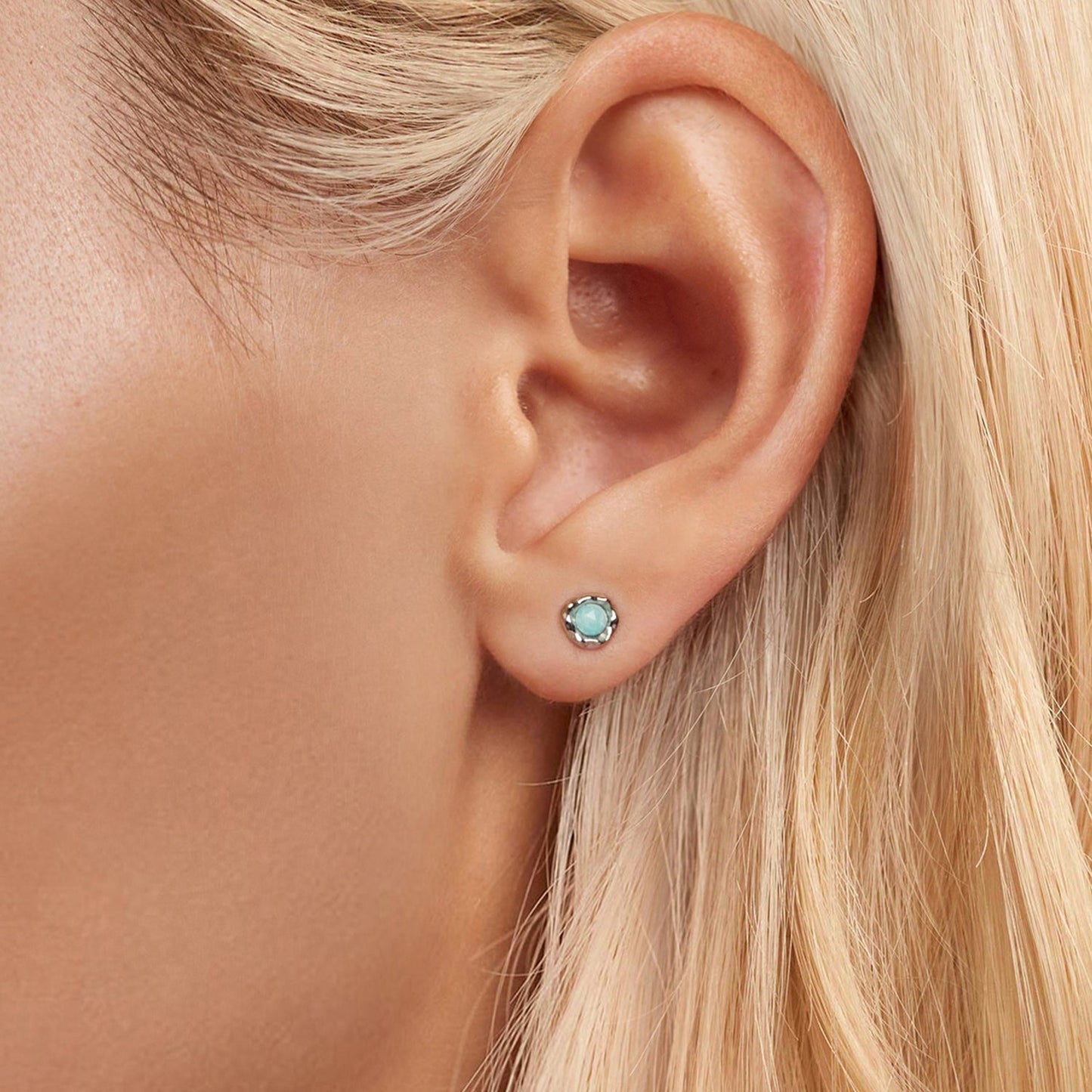 925 Sterling Silver Amazonite Earrings 0.55cm Plated White Gold for Women