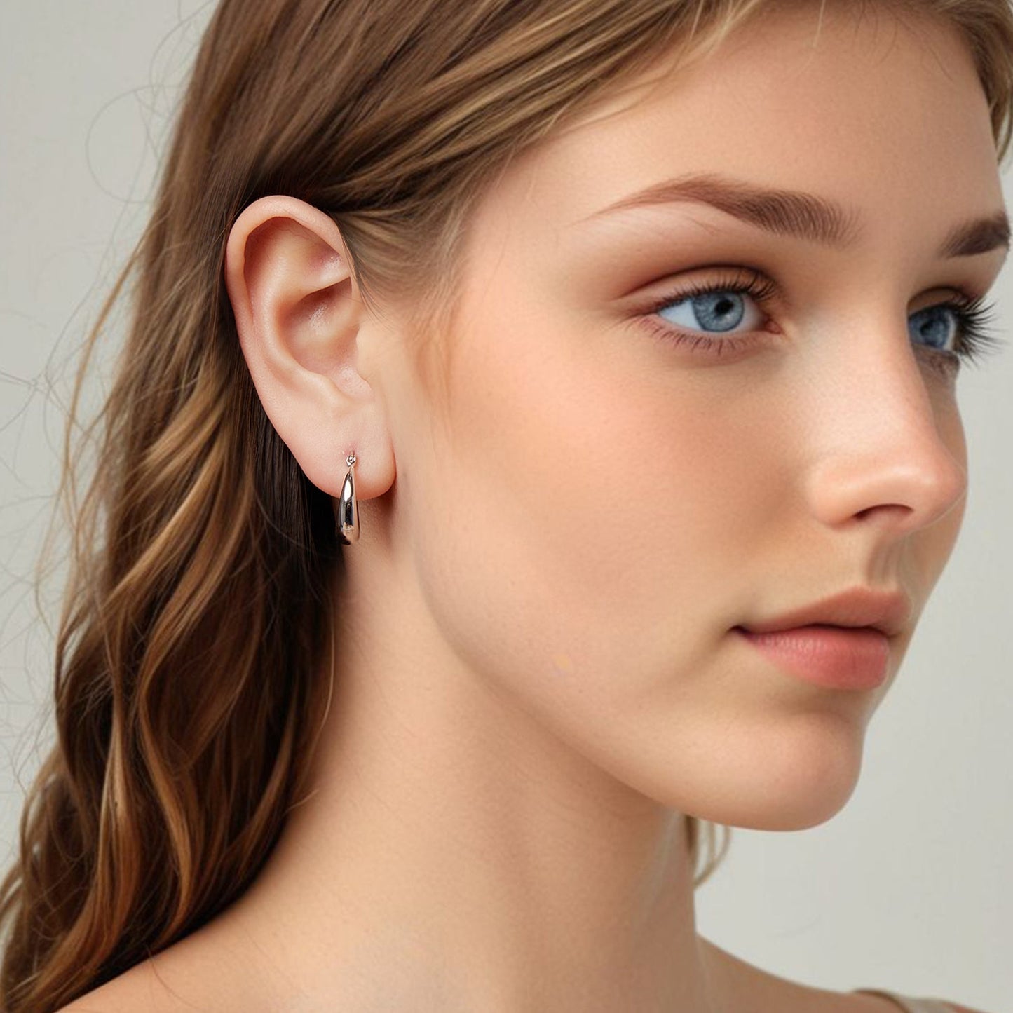 925 Sterling Silver White Gold Plated Earrings 3.0*0.7cm for Women