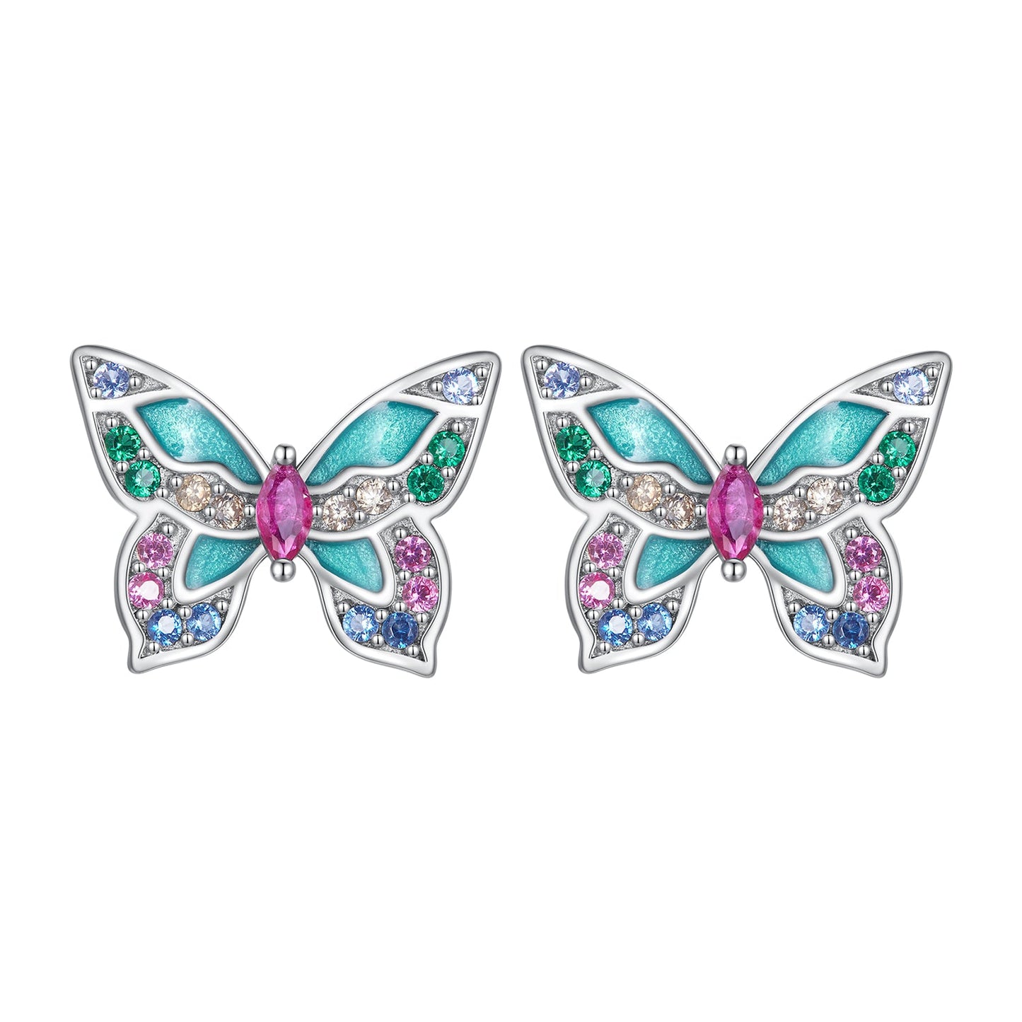 925 Sterling Silver Earrings with Enamel and CZ for Women