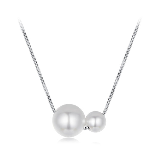 925 Sterling Silver & White Gold Plated Adjustable Pearl Necklace for Women