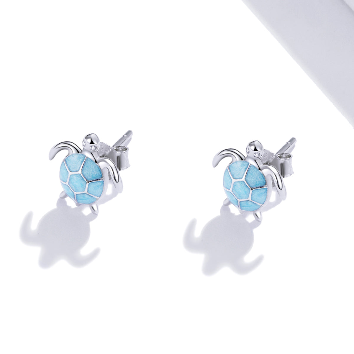 925 Sterling Silver Earrings for Women - Pavé Setting CZ with Enamel Process - 1cm