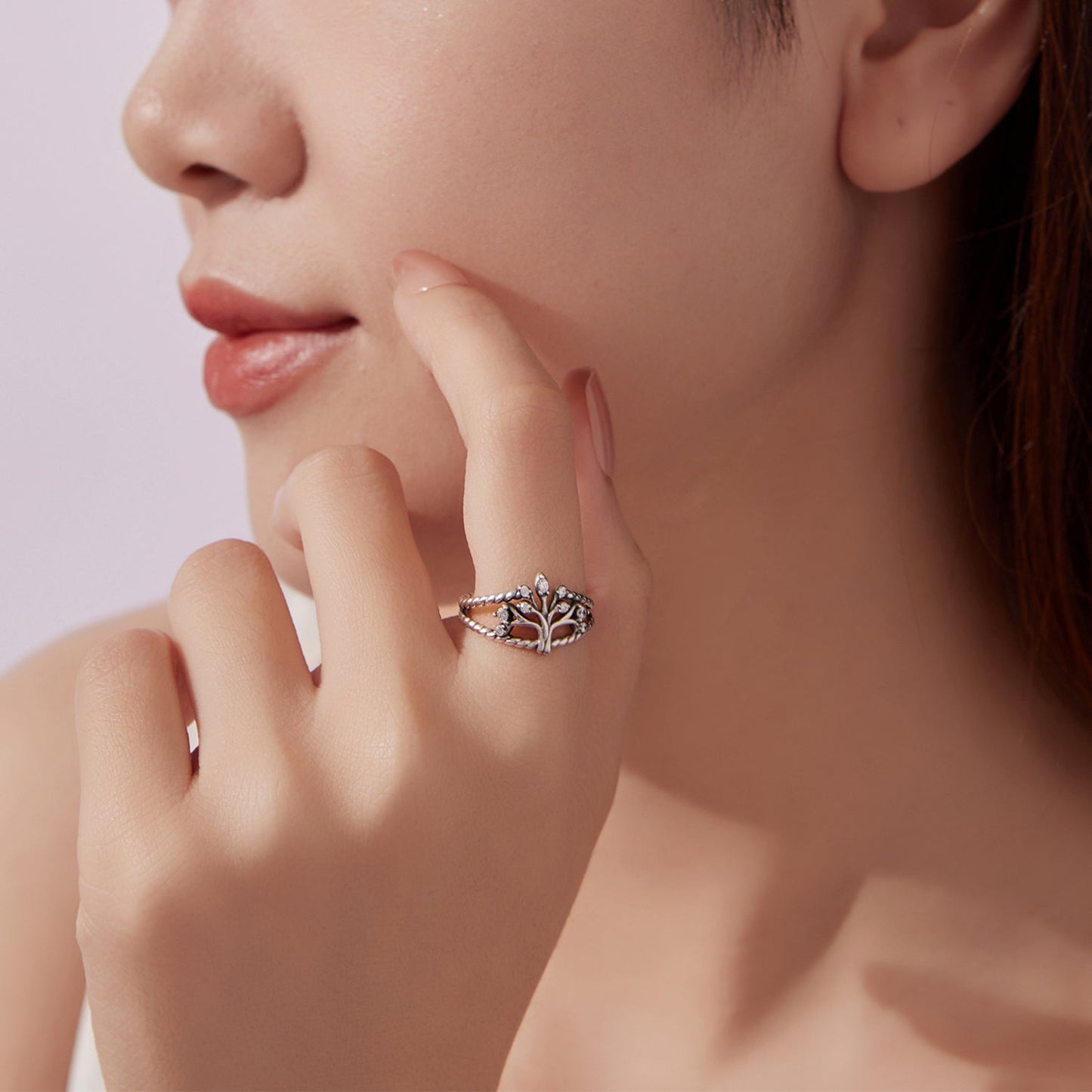 925 Sterling Silver Oxidized Pavé CZ Ring for Women