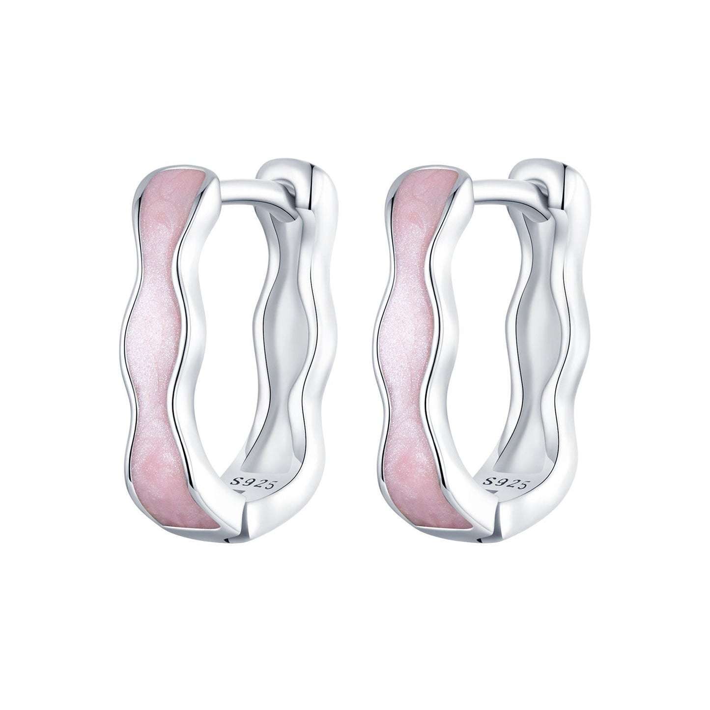 925 Sterling Silver Earrings with Enamel in White Gold Finish - 13*3mm for Women