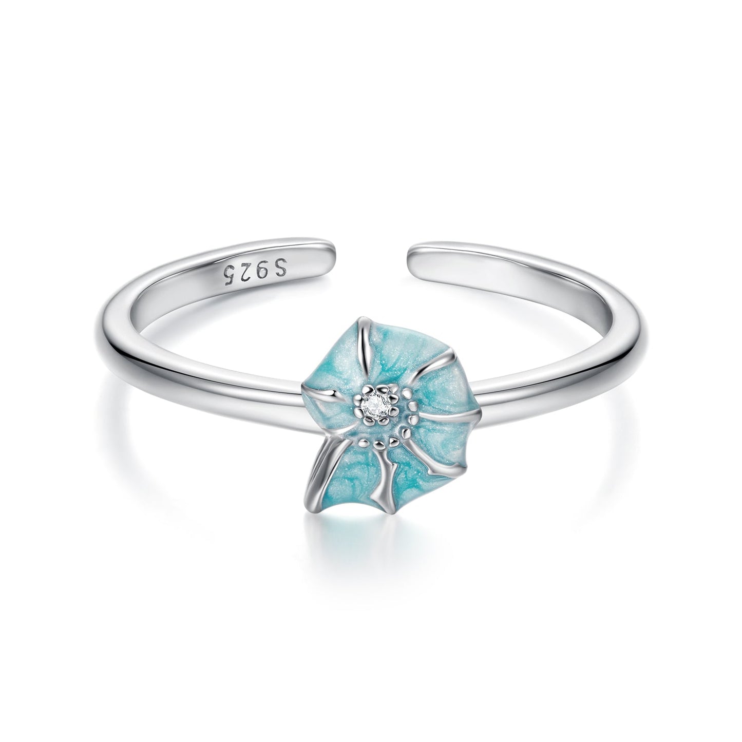 925 Sterling Silver Enamel Pavé CZ Spiral Ring for Women