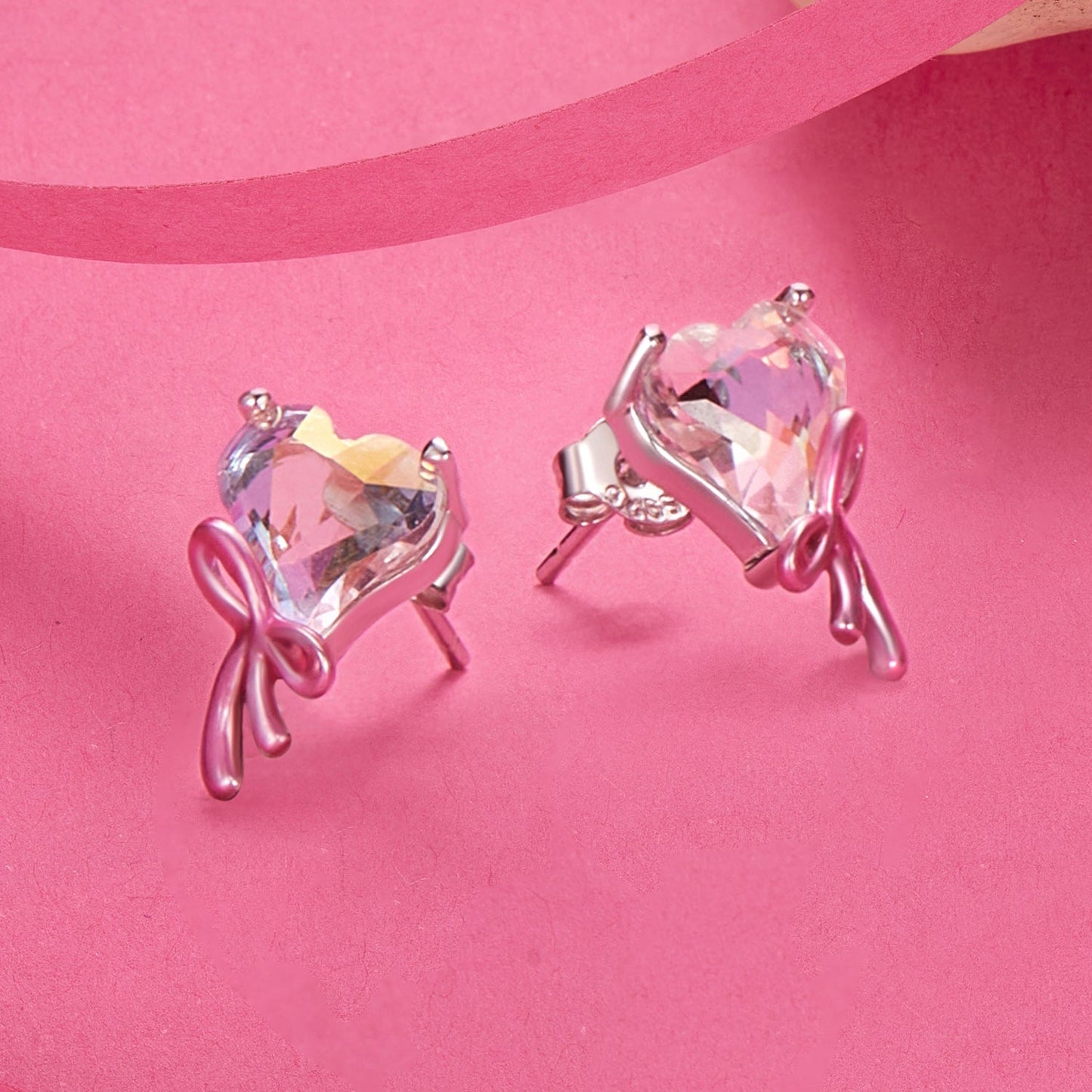 925 Sterling Silver Enamel Earrings with Transparent Glass for Women