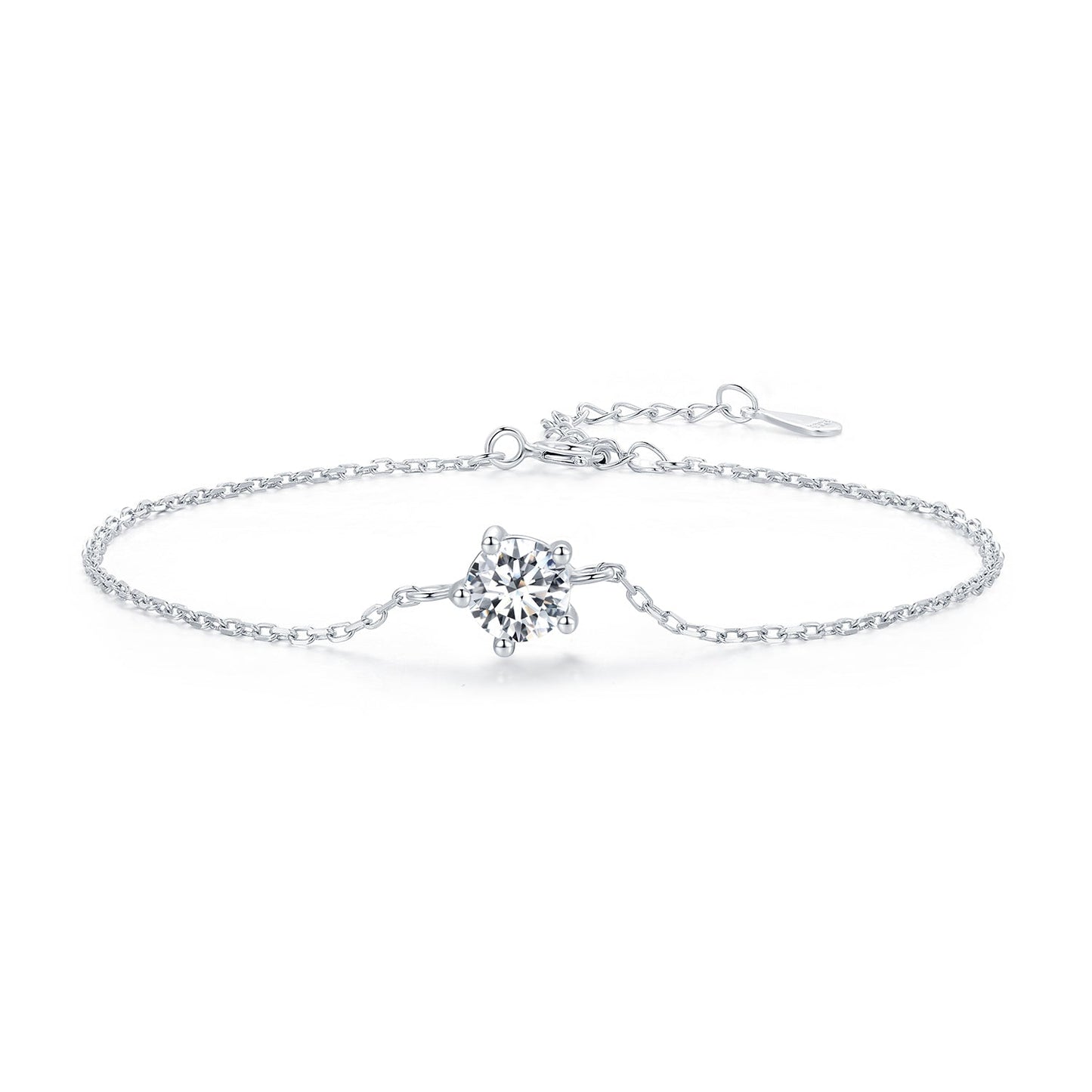 S925 Sterling Silver Moissanite Bracelet 15+3cm for Women