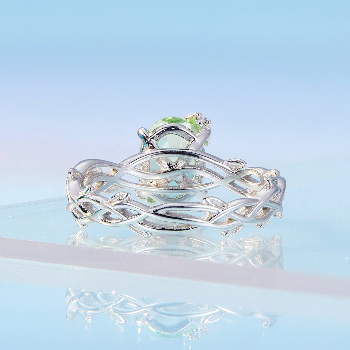 925 Sterling Silver Synthetic Spinel 3.8mm Ring for Women Size 7