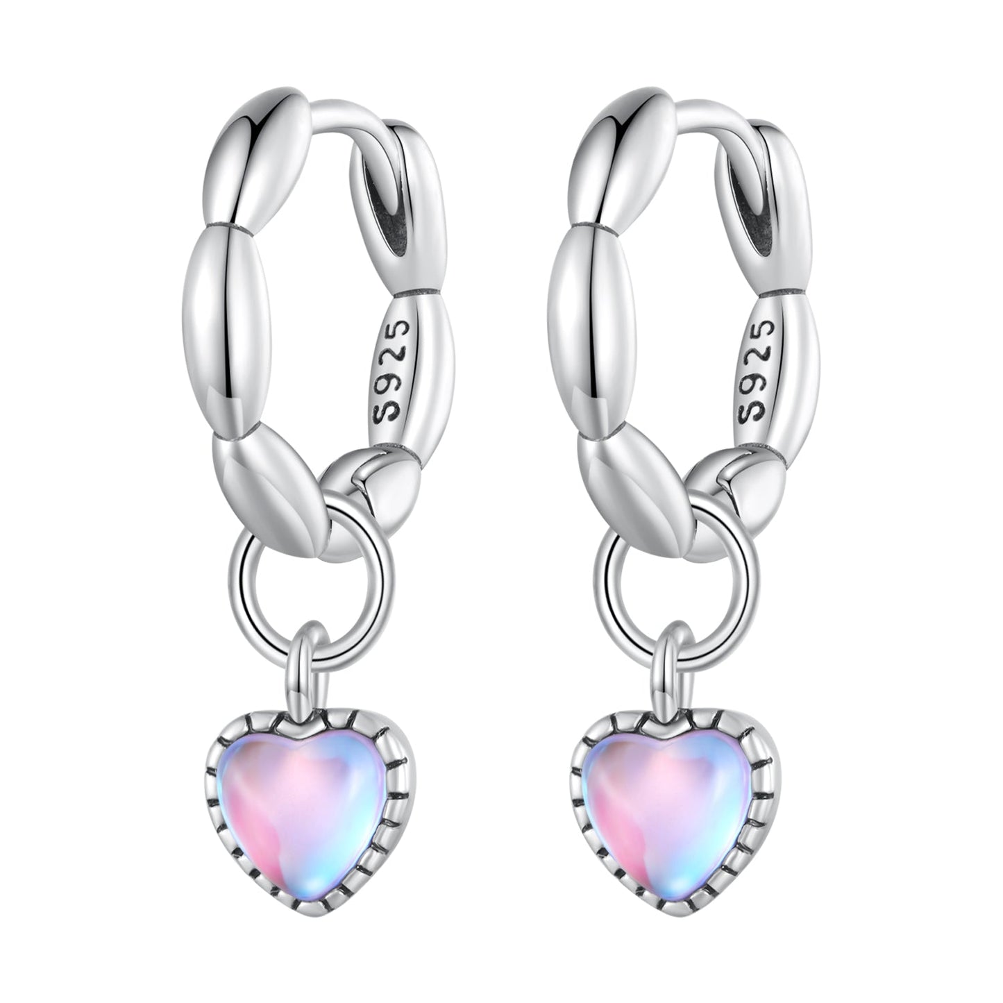 S925 Sterling Silver Earrings with Transparent Glass for Women