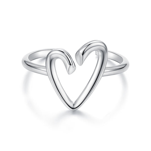 925 Sterling Silver Oxidized Silver Heart Ring for Women