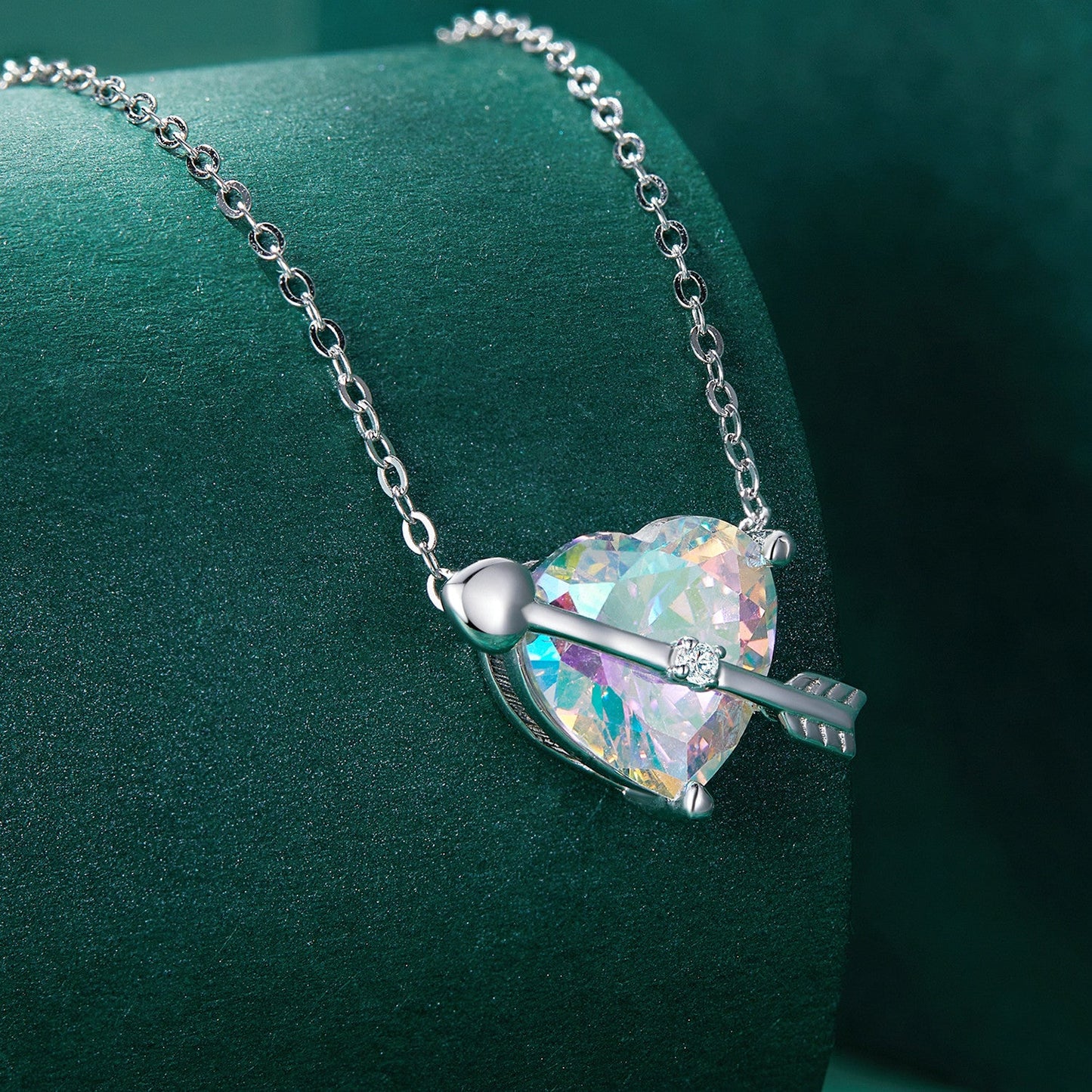 S925 Sterling Silver Adjustable Necklace with CZ Pendant for Women