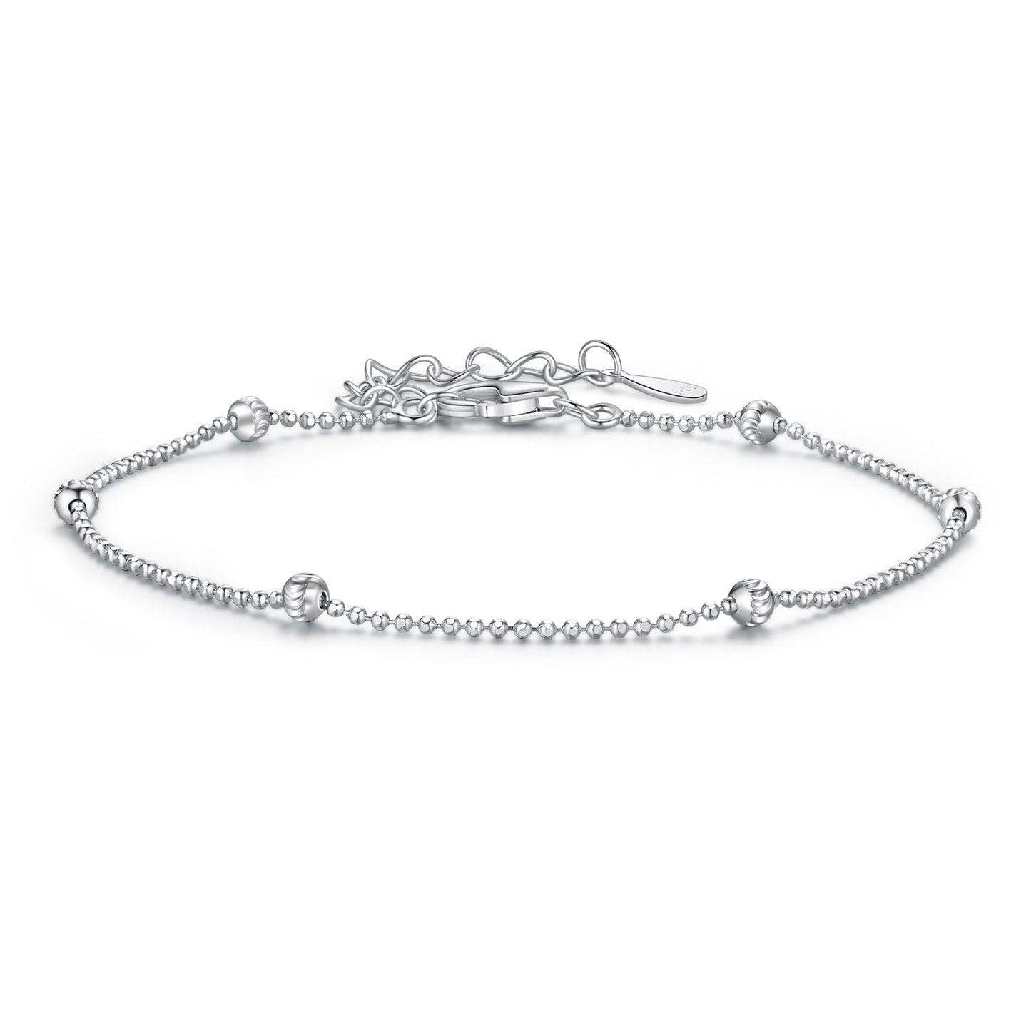 925 Sterling Silver & Plated White Gold Bracelet with Adjustable Length