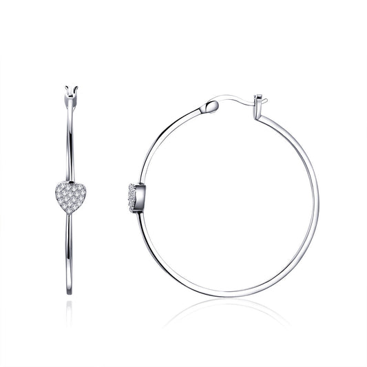925 Sterling Silver Earrings with CZ, Size 3.8*0.6cm, Women's Jewelry