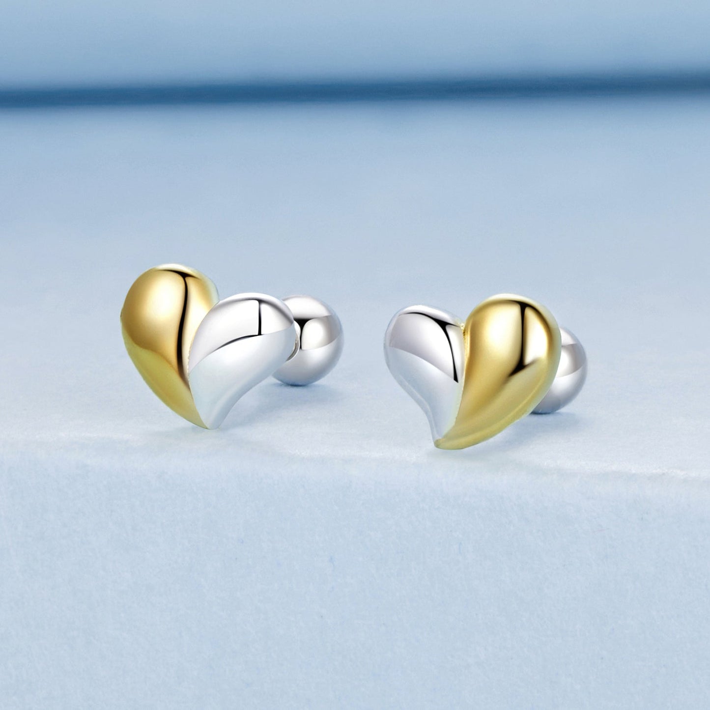 925 Sterling Silver & Plated Gold Earrings for Women - 0.5*0.6cm