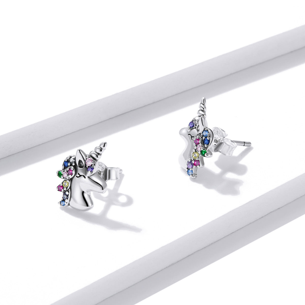 925 Sterling Silver Earrings with Pavé Setting CZ, Oxidized, 1.4x0.9cm for Women