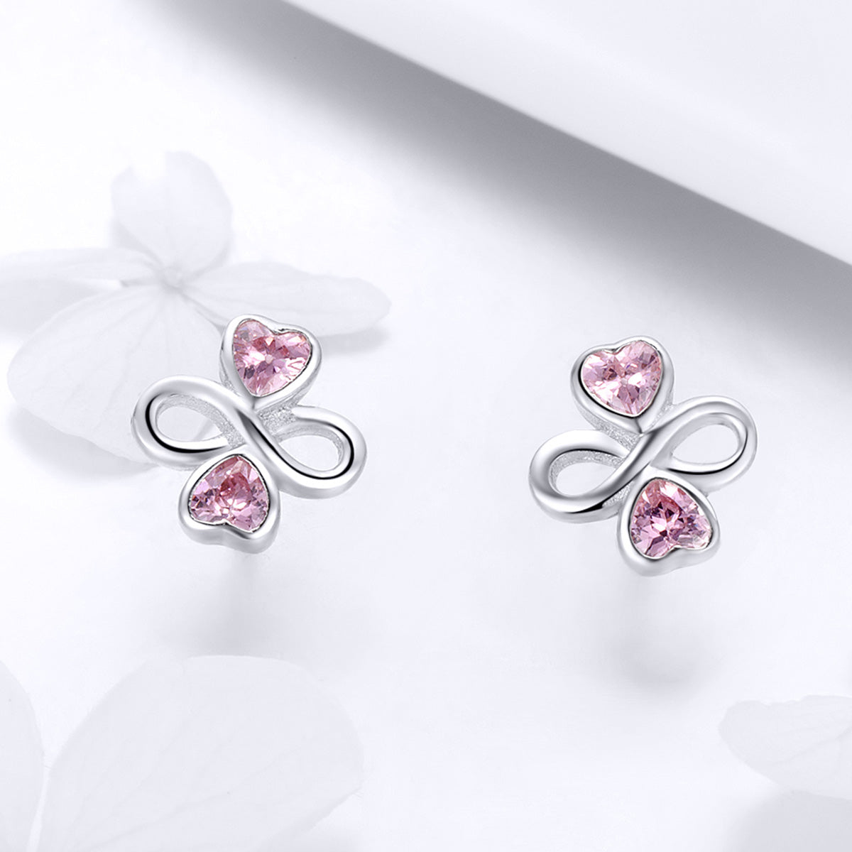 925 Sterling Silver Platinum Plated Pavé Setting CZ Earrings