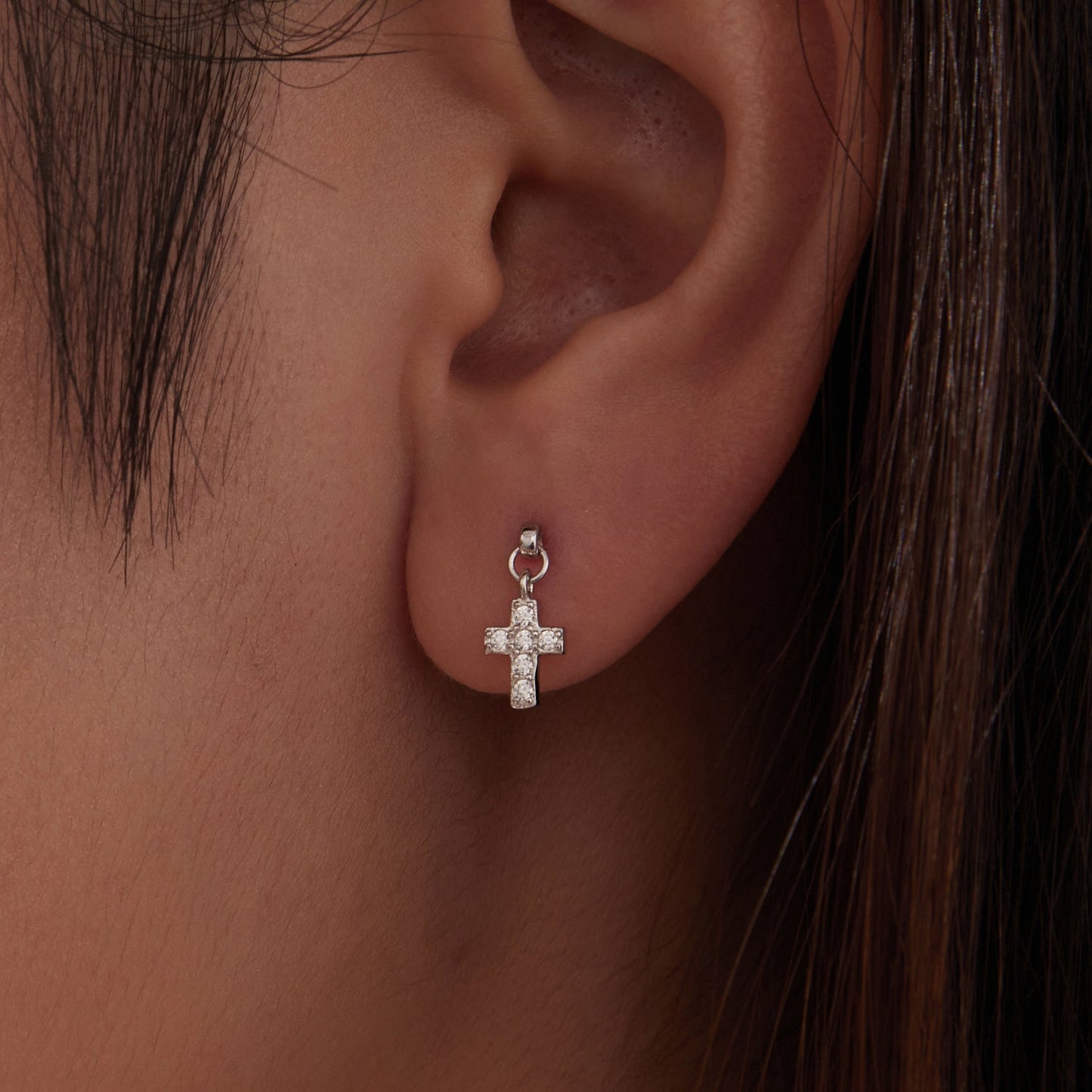 925 Sterling Silver White Gold Plated Pavé Setting CZ Earrings for Women