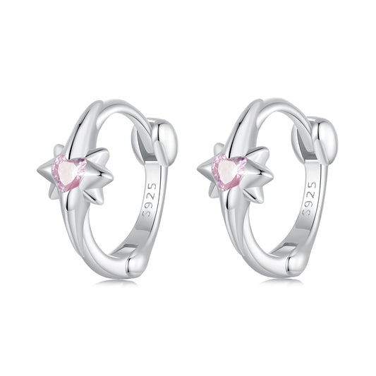 925 Sterling Silver White Gold Plated Earrings with CZ for Women
