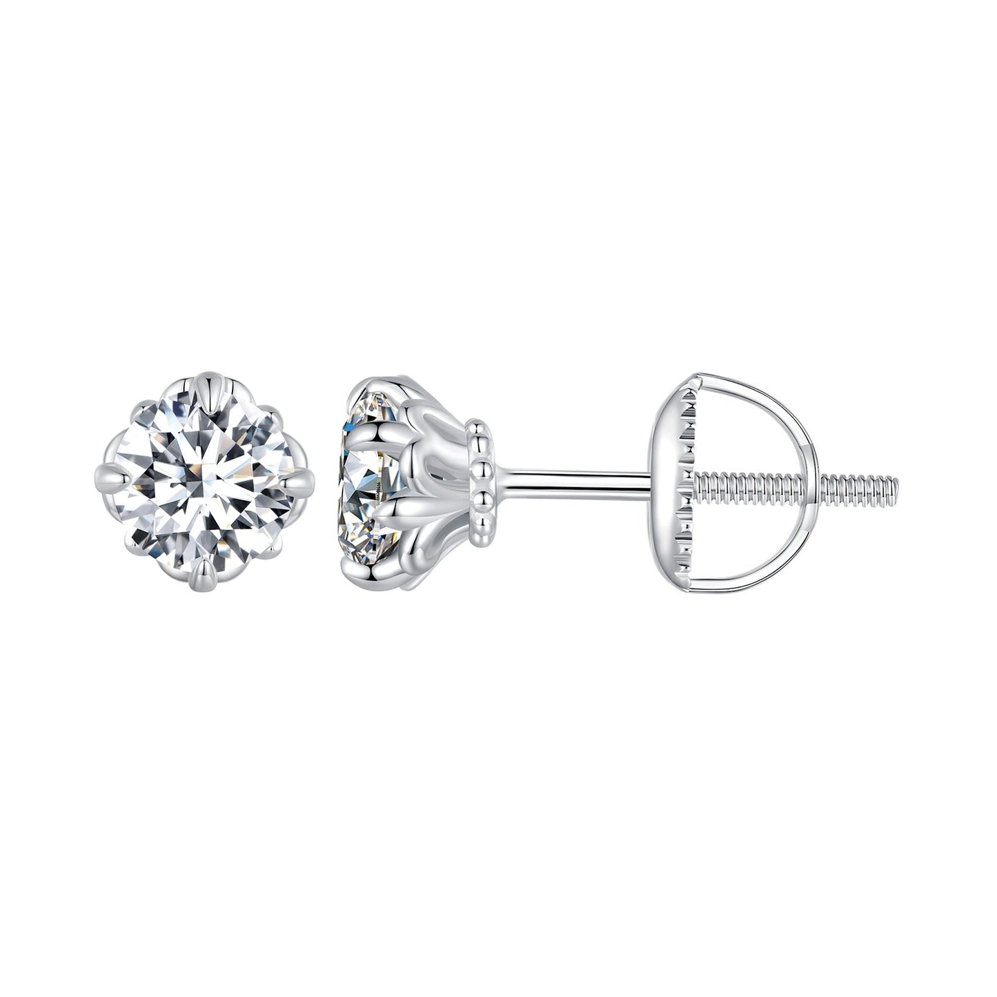 925 Sterling Silver & Moissanite 0.7cm Earrings Style L for Women