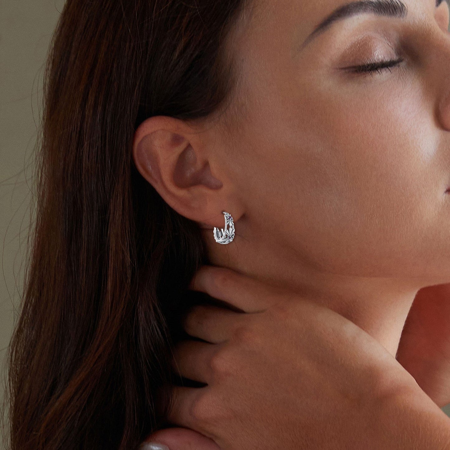 925 Sterling Silver Earrings with Pavé Setting and Oxidized Finish