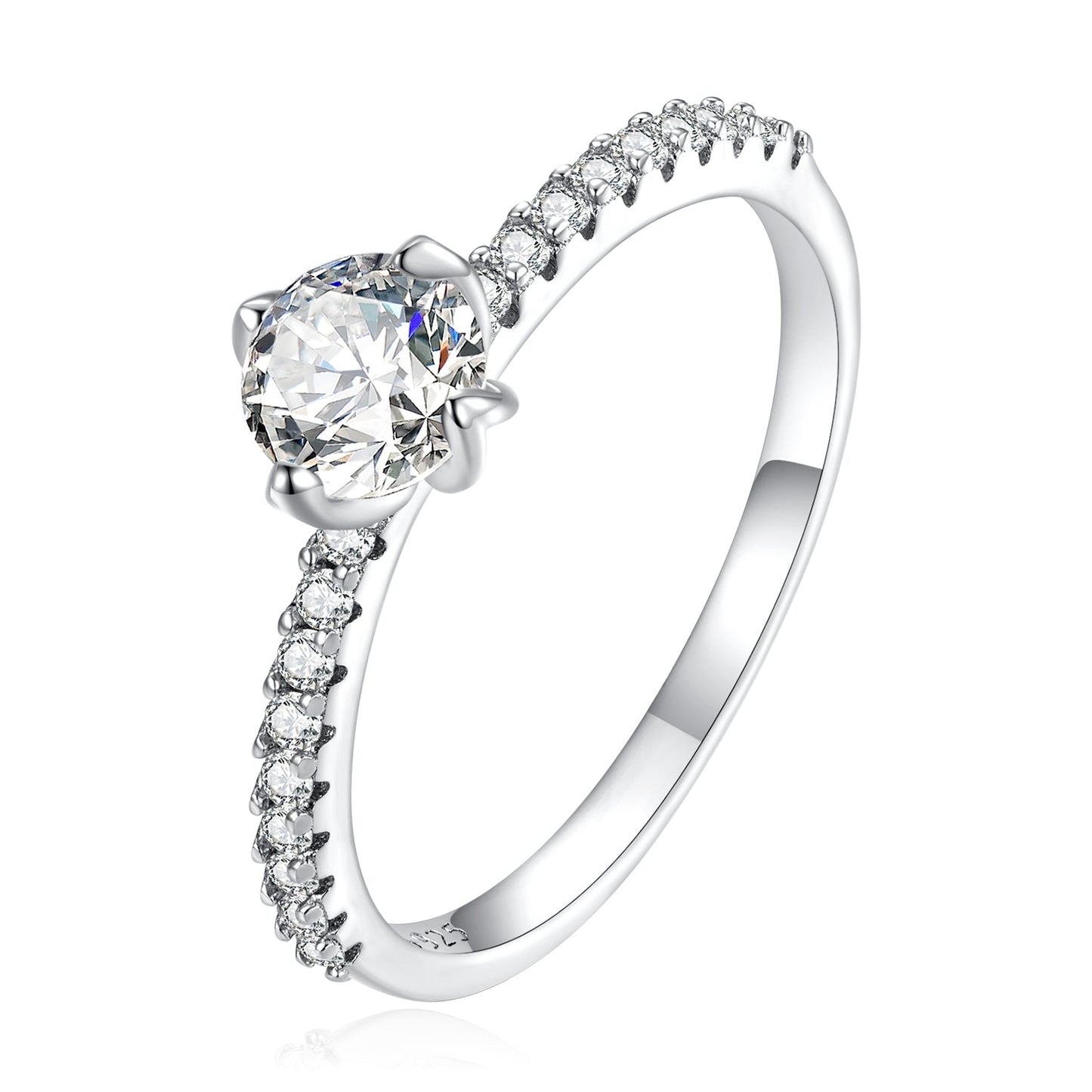 925 Sterling Silver Plated Platinum 0.60 Carat Zircon Ring Size 6 for Women
