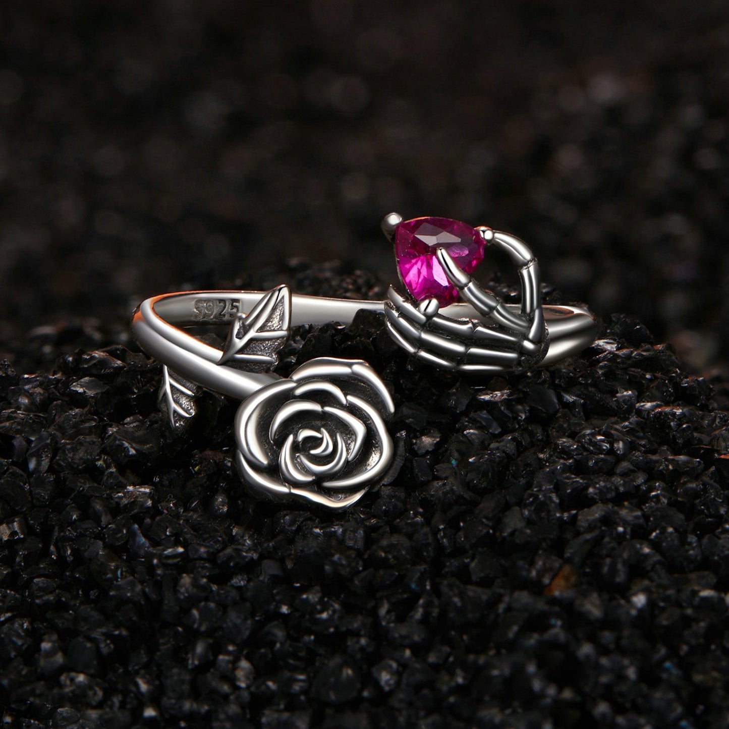 925 Sterling Silver Ring with Pavé Setting CZ, Width 0.15cm, Women's Jewelry