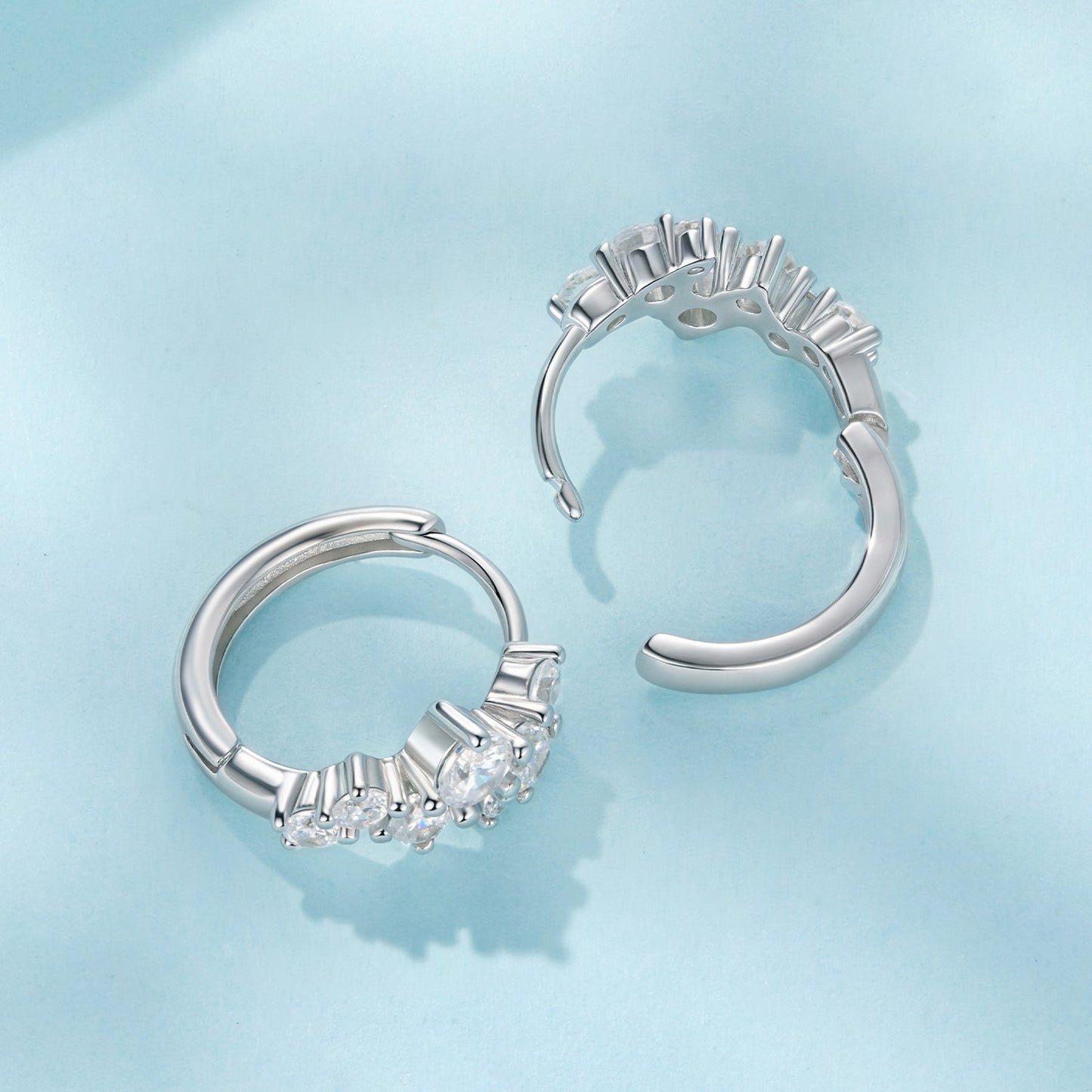 925 Sterling Silver Earrings with CZ White Gold Plating