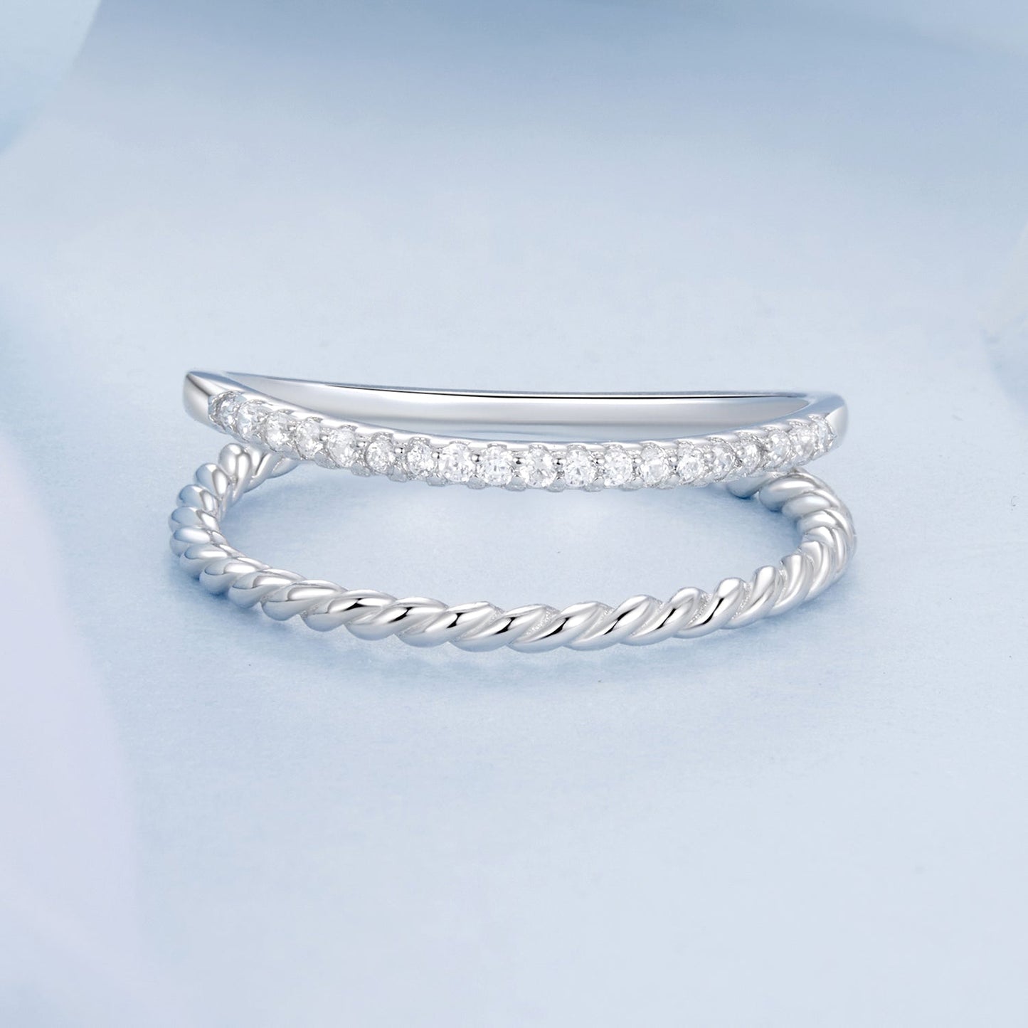 925 Sterling Silver Ring 6.0 Size with Pavé Setting CZ