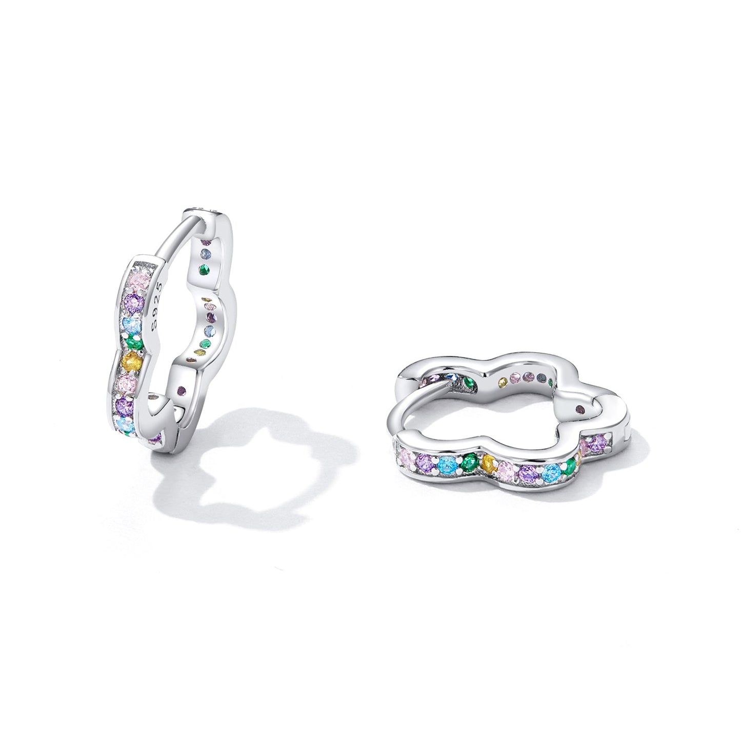 925 Sterling Silver Earrings with Pavé Setting CZ and Platinum Plating for Women