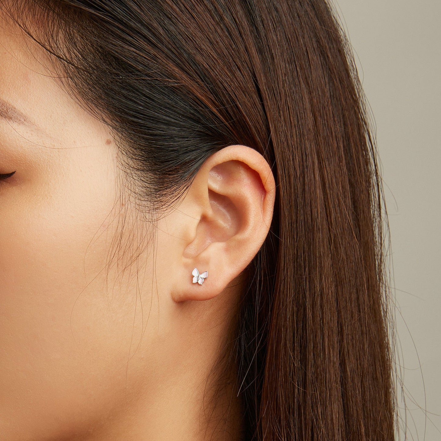 925 Sterling Silver Earrings with Enamel Process, 0.6cm, for Women