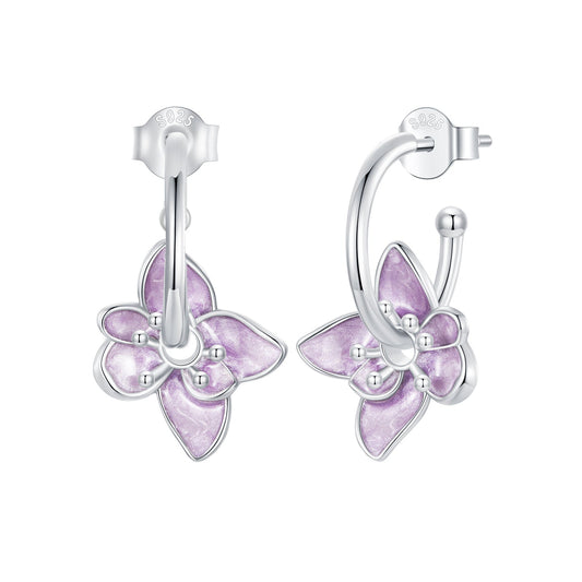 925 Sterling Silver Enamel White Gold Plated Earrings Size 20*14mm